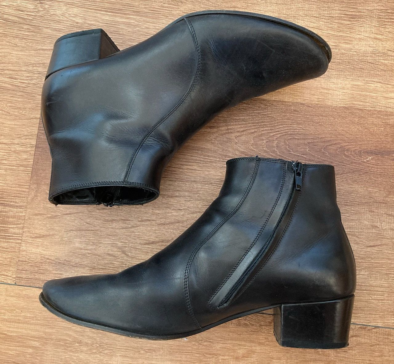 Dior × Hedi Slimane SS07 Cropped Leather Boots w/ Heels Size US 9.5 / EU 42-43 - 2 Thumbnail