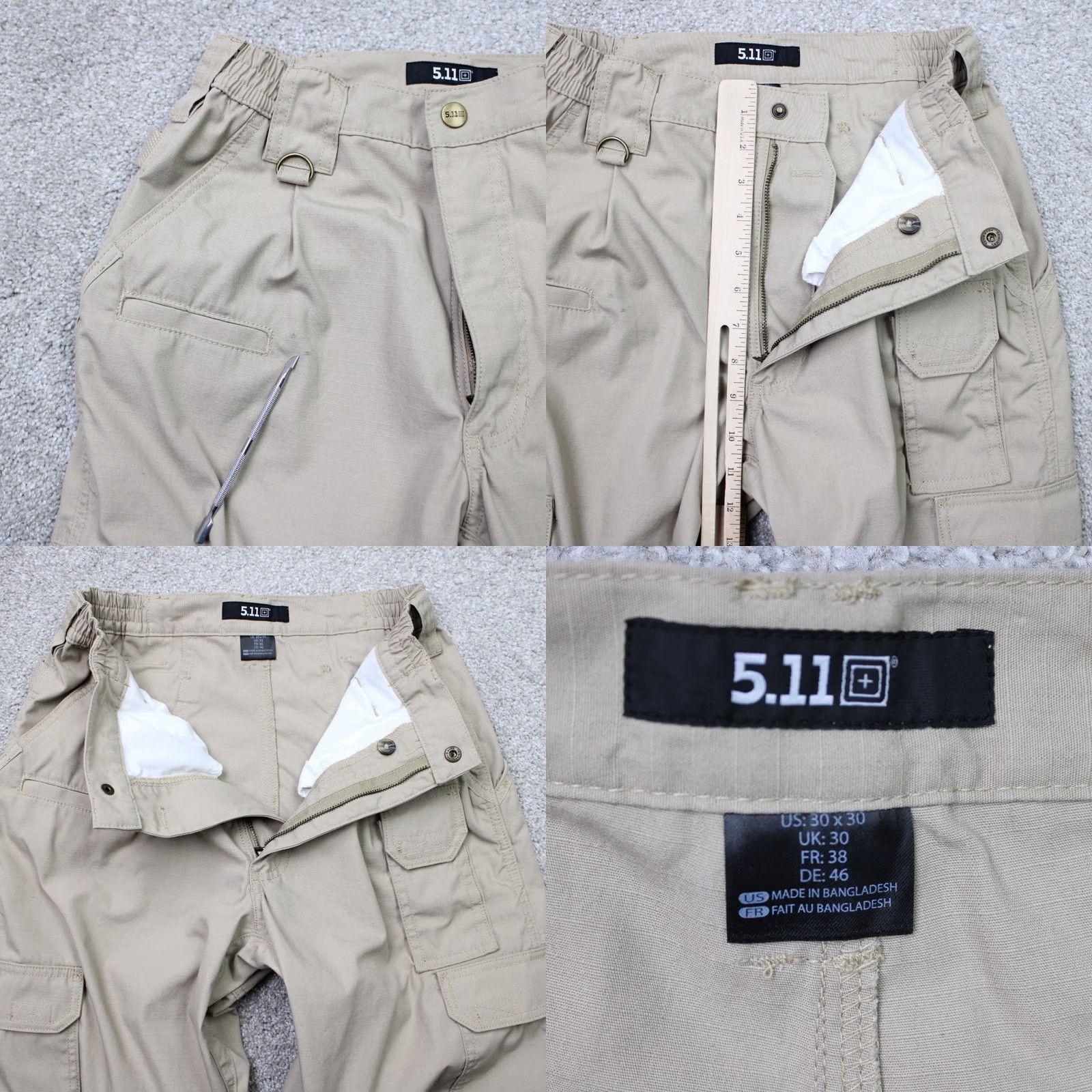 Vintage 5.11 Tactical Pants Mens 30x30 Beige Taclite Pro Tactical Cargo Pocket Stretch Pants Size US 30 / EU 46 - 8 Thumbnail