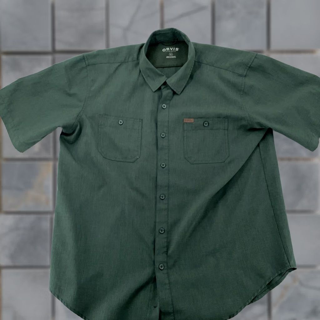 Orvis Orvis Shirt Mens XL Green Short Sleeve Button-Down Dual Chest Pockets Outdoor Size US XL / EU 56 / 4 - 1 Thumbnail