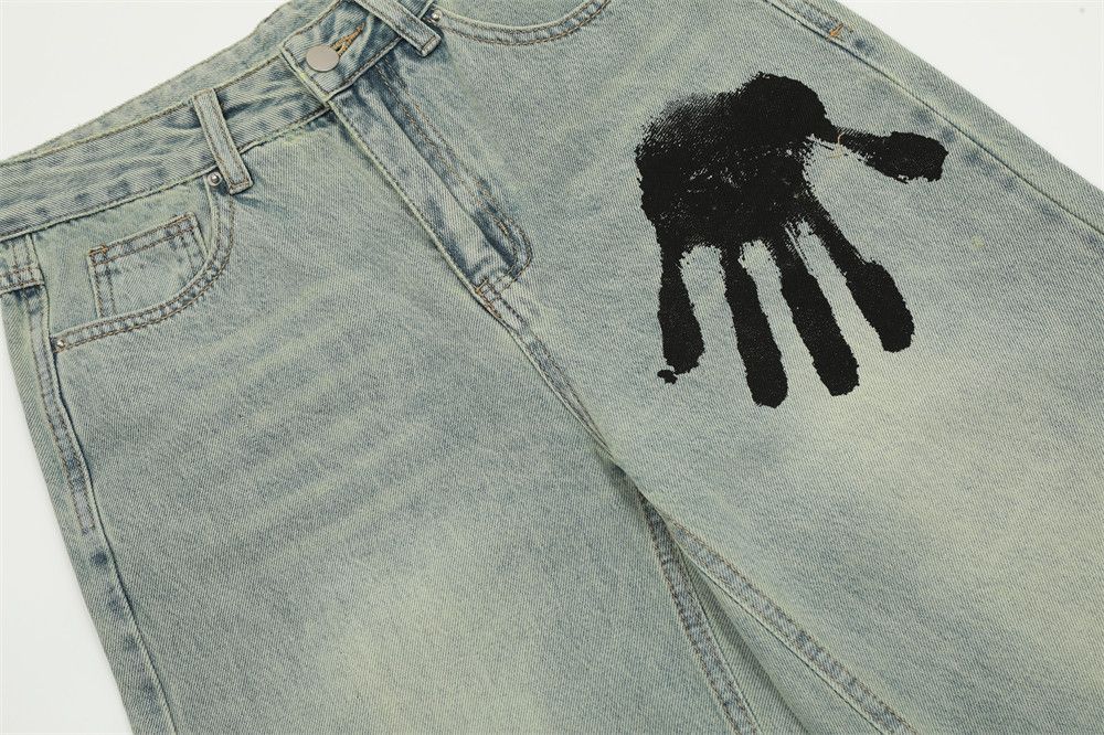 Japanese Brand × Jean Trendy Palm Printed Men's Loose Distressed Jeans Size US 32 / EU 48 - 6 Thumbnail