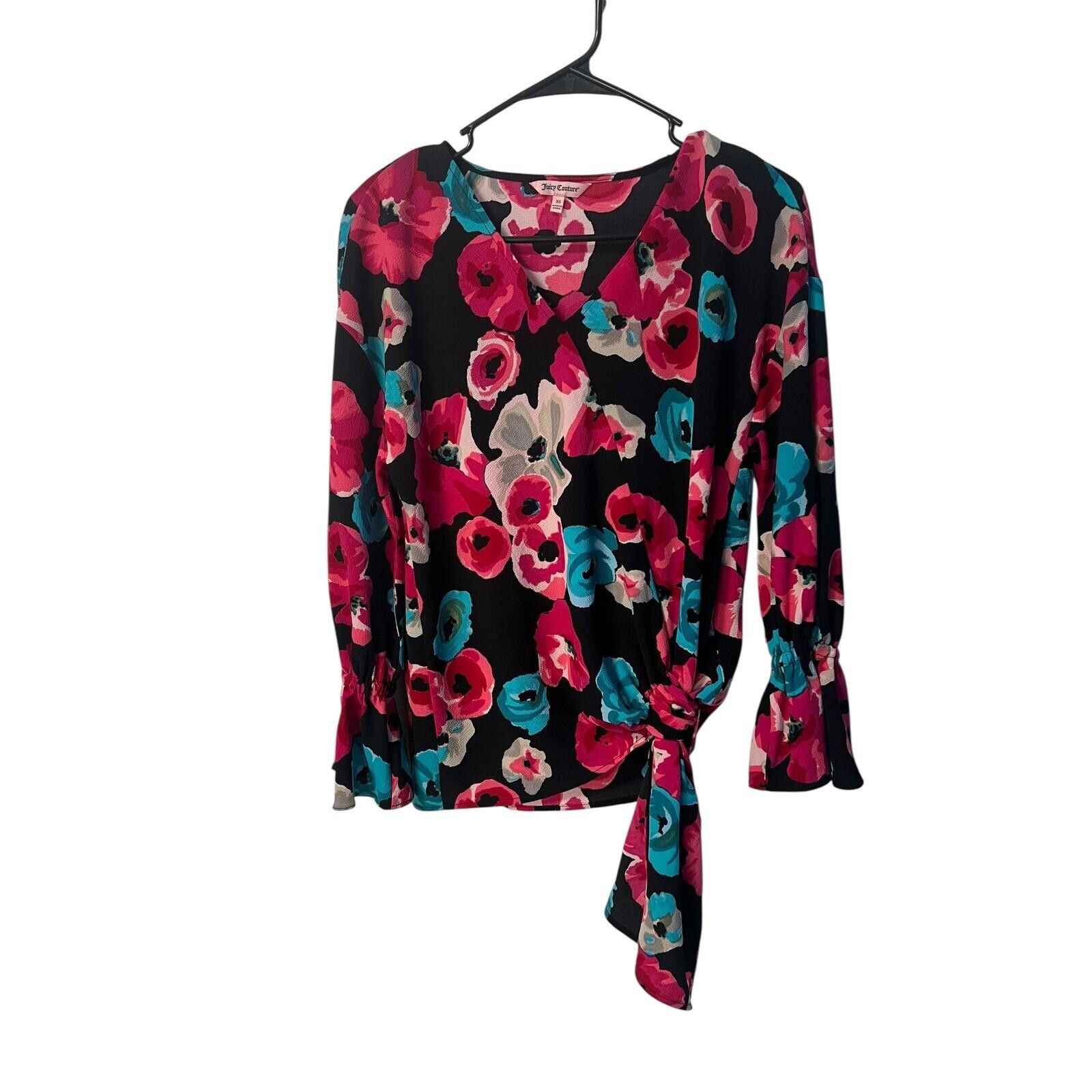 Juicy Couture Jeans Juicy Couture Floral Blouse VNeck Tie Knot 3/4 Sleeve Top XS Size XS / US 0-2 / IT 36-38 - 1 Thumbnail