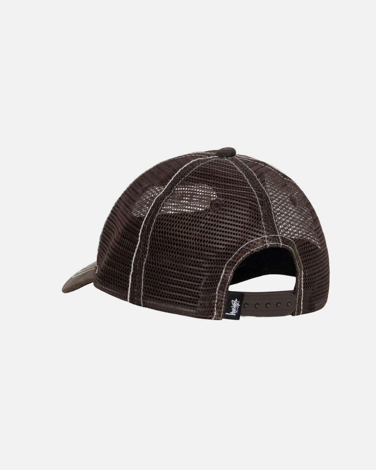 Stussy Low Pro Trucker Cut-Out Snapback Brown Leather Hat