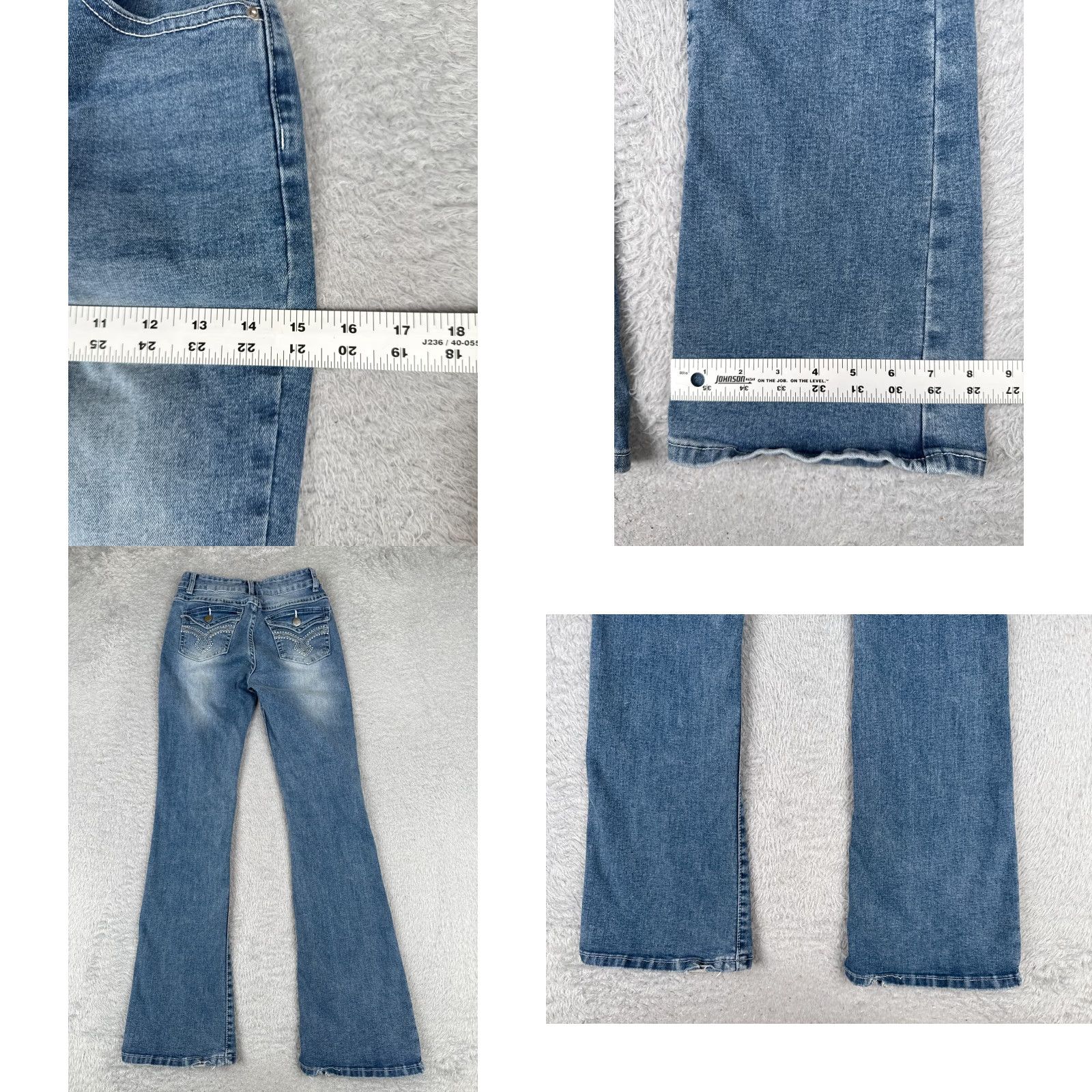 Shein Shein Jeans Women's Blue Denim Flare Mid Rise 23x30 5-Pocket Embroidered Cotton Blend Zip Zipper Blanket: N/A Size 26" / US 2 / IT 38 - 9 Thumbnail
