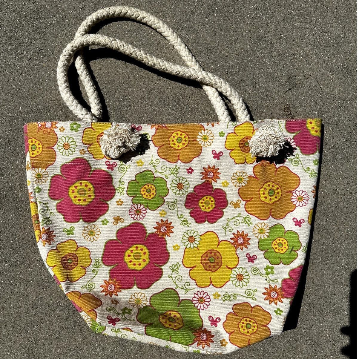 Cartoon Network × Japanese Brand 2000s Sanrio Hello Kitty Canvas Floral Rope Tote Bag Size ONE SIZE - 2 Thumbnail