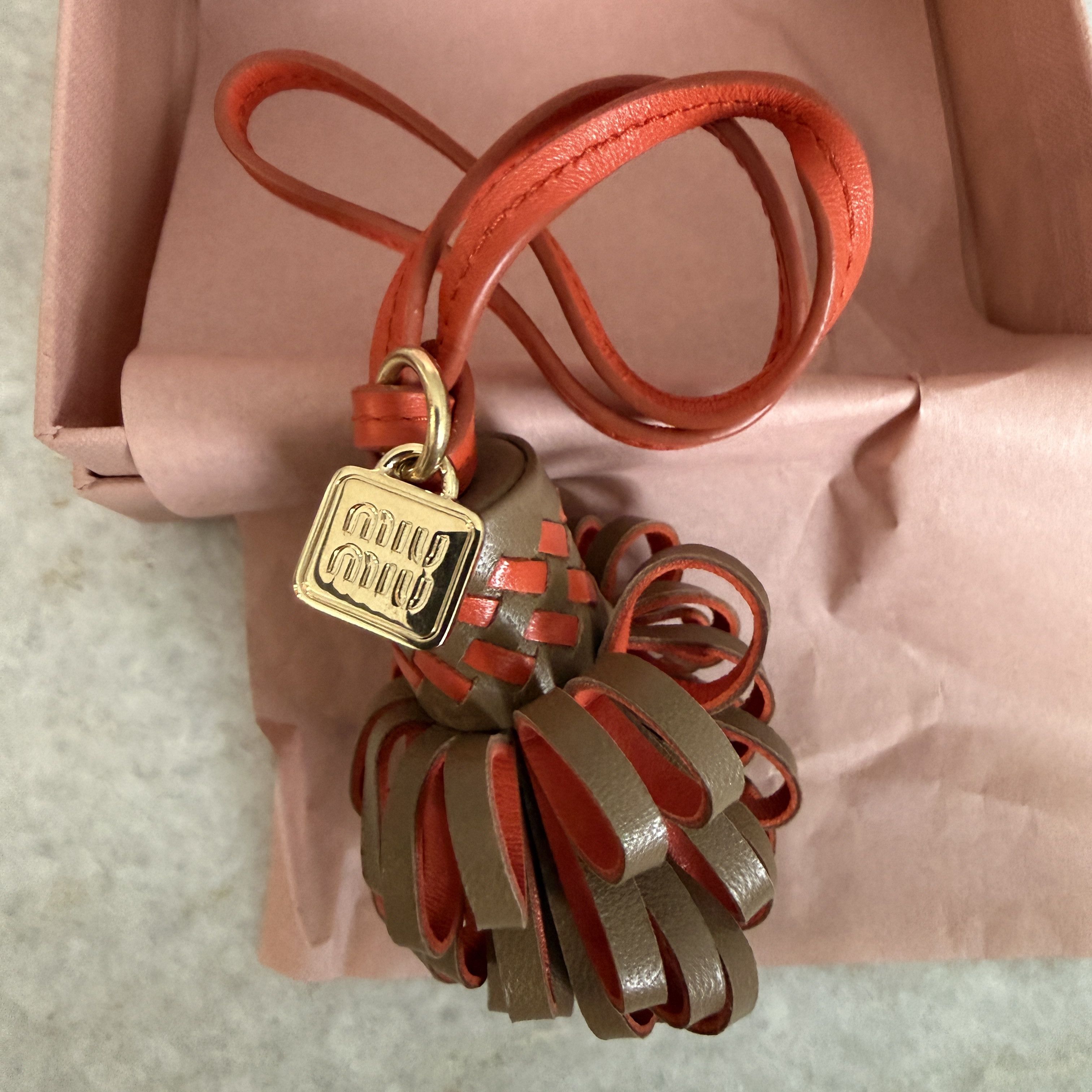 Miu Miu Miu Miu 5TL540 Leather Bag Charm Bag Trick in Orange, Olive Size ONE SIZE - 8 Thumbnail