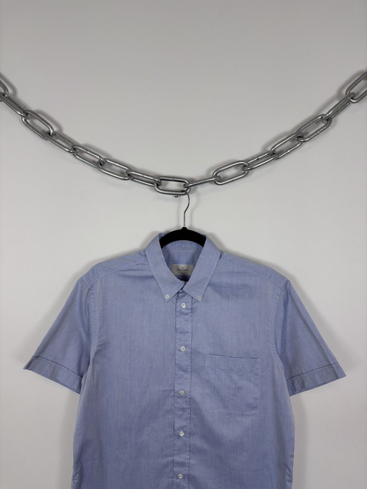 Trussardi Trussardi Vintage Men’s Light Blue Short Sleeve Shirt Size US M / EU 48-50 / 2 - 2 Thumbnail