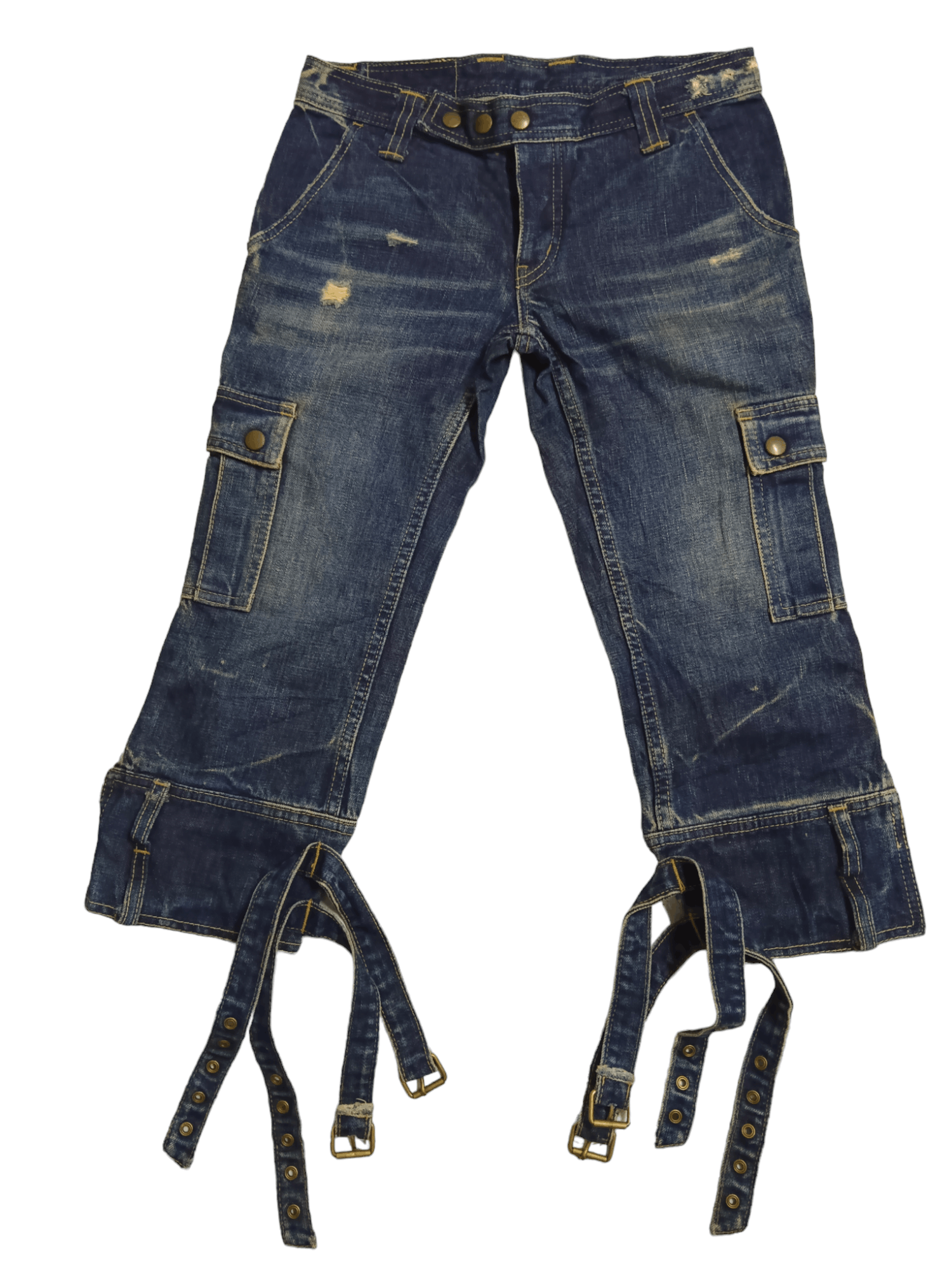 💥Hysteric Glamour💥 Mudwash Low Rise Bondage Cropped Denim