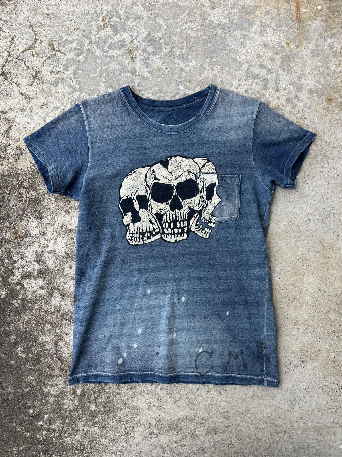 Kapital Triple skull skeleton journeyman sunfade stencile pocket tee Size US M / EU 48-50 / 2 - 1 Thumbnail