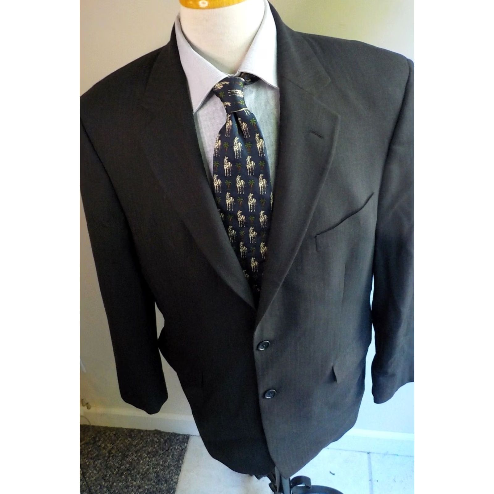 Brooks Brothers VINTAGE Brooks Brothers 2 Piece Suit Blue Gray Herringbone Wool Stretch 346 SZ 42R W36 Mens Size ONE SIZE - 2 Thumbnail