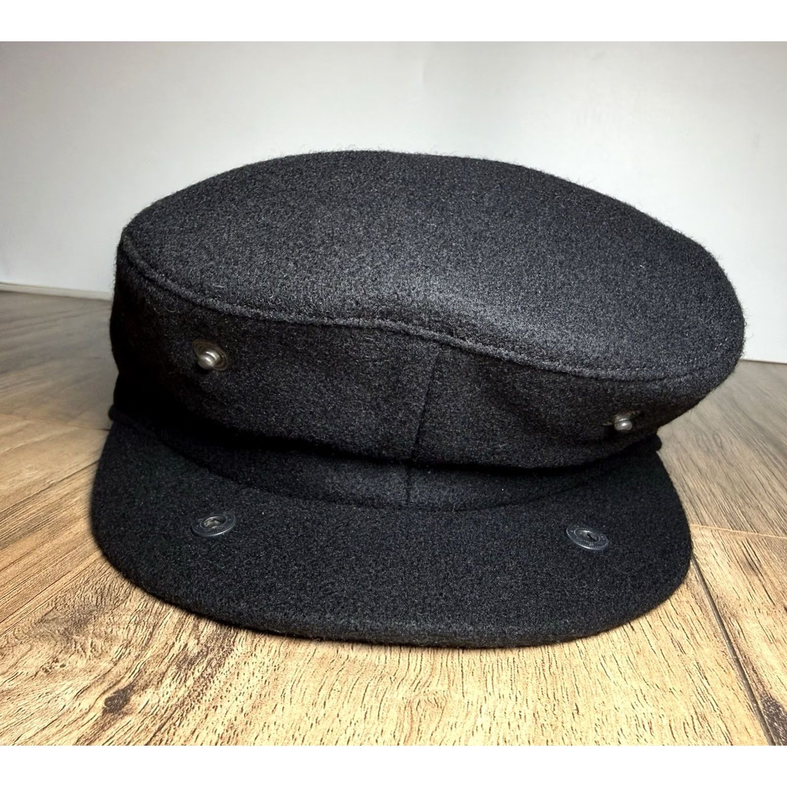 Vintage Wigens Flat Cap Newsboy Wool Carl Ivy Insulated Snaps - Size 59 - Black - Men - Blue Size ONE SIZE - 7 Thumbnail