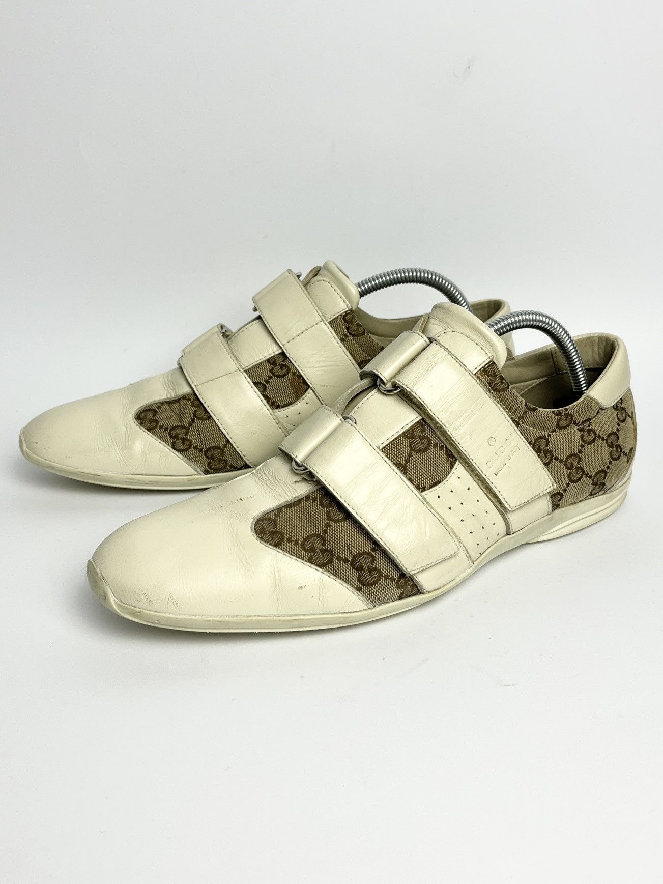 image of Gucci Guccissima Sneaker Leather Canvas Shoes Biege in Beige, Men's (Size 9)
