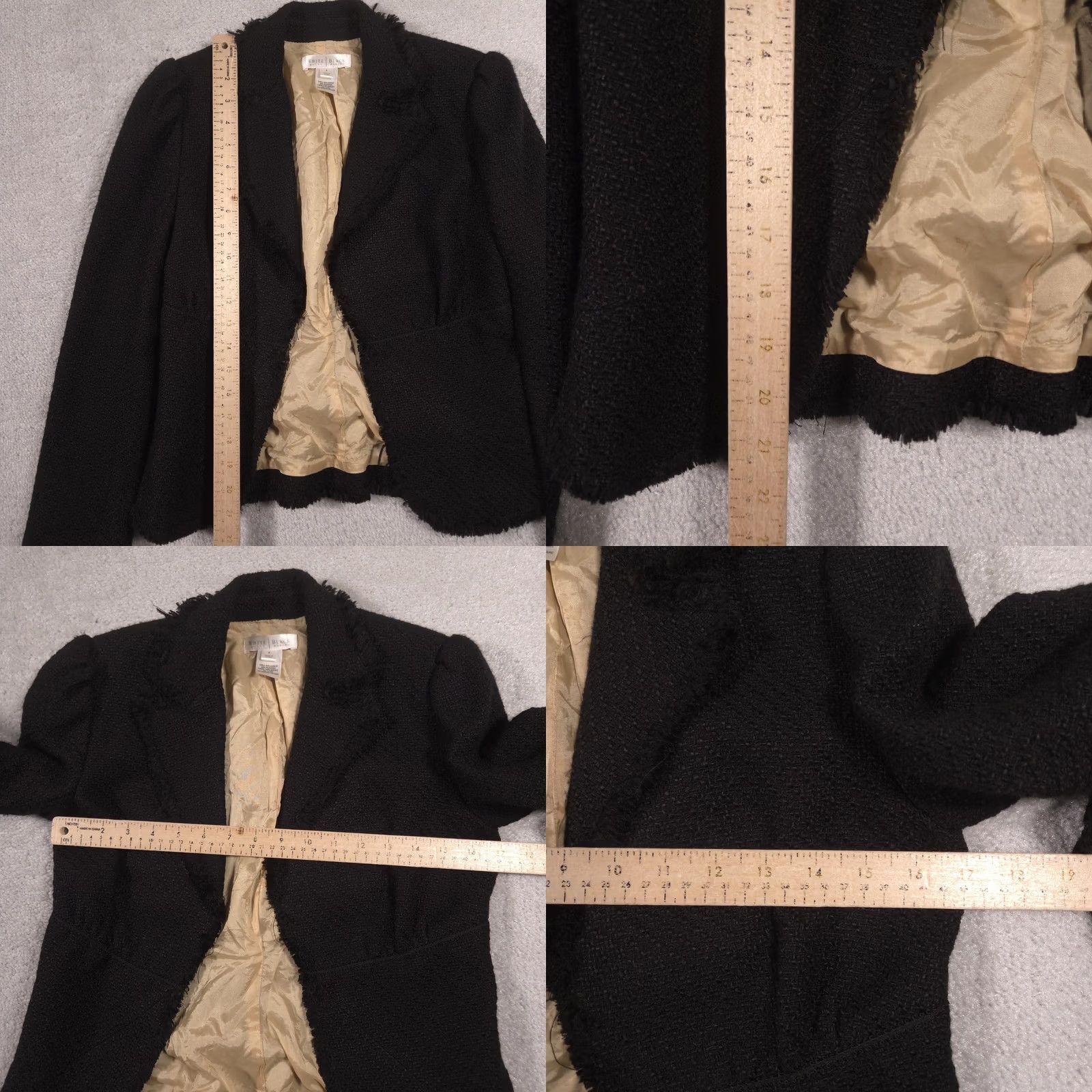 White House Black Market VINTAGE White House Black Market Blazer Womens 0 Black Boucle Fringe Career Jacket Size XS / US 0-2 / IT 36-38 - 8 Thumbnail