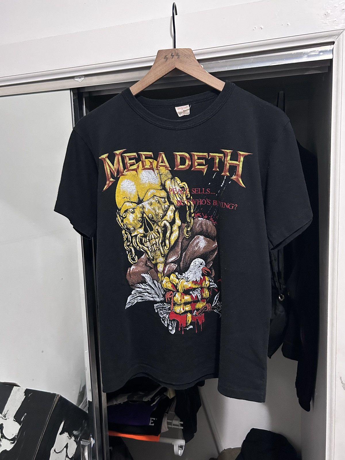 image of Band Tees x Megadeth 87’ Megadeth Peace Sells Tour Tee in Black, Men's (Size Medium)