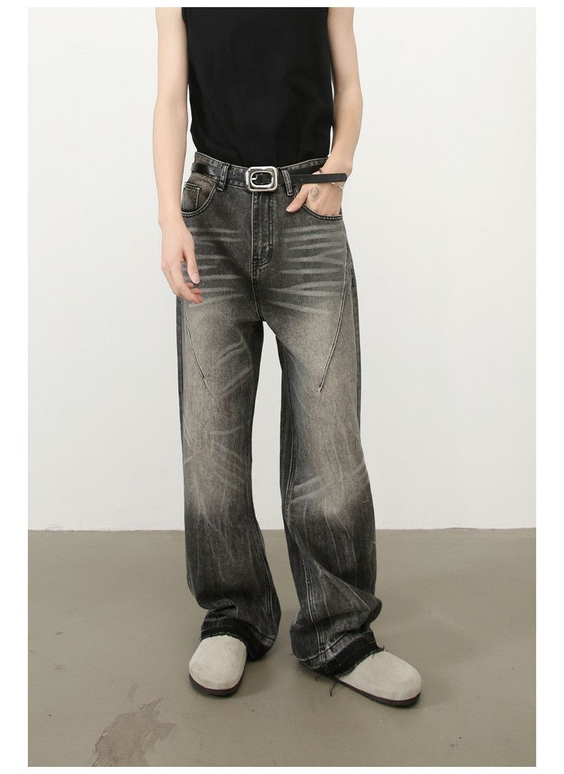 Japanese Brand × Jean Men's whisker straight raw edge washed distressed jeans Size US 32 / EU 48 - 3 Thumbnail
