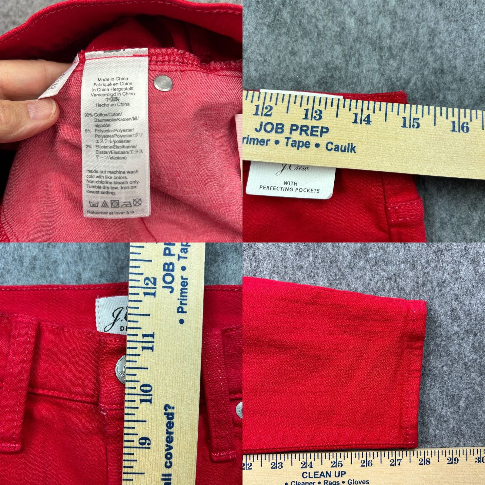 J. Crew 10 High Rise Toothpick Skinny Jeans Women's Size 28 Red Denim NWT