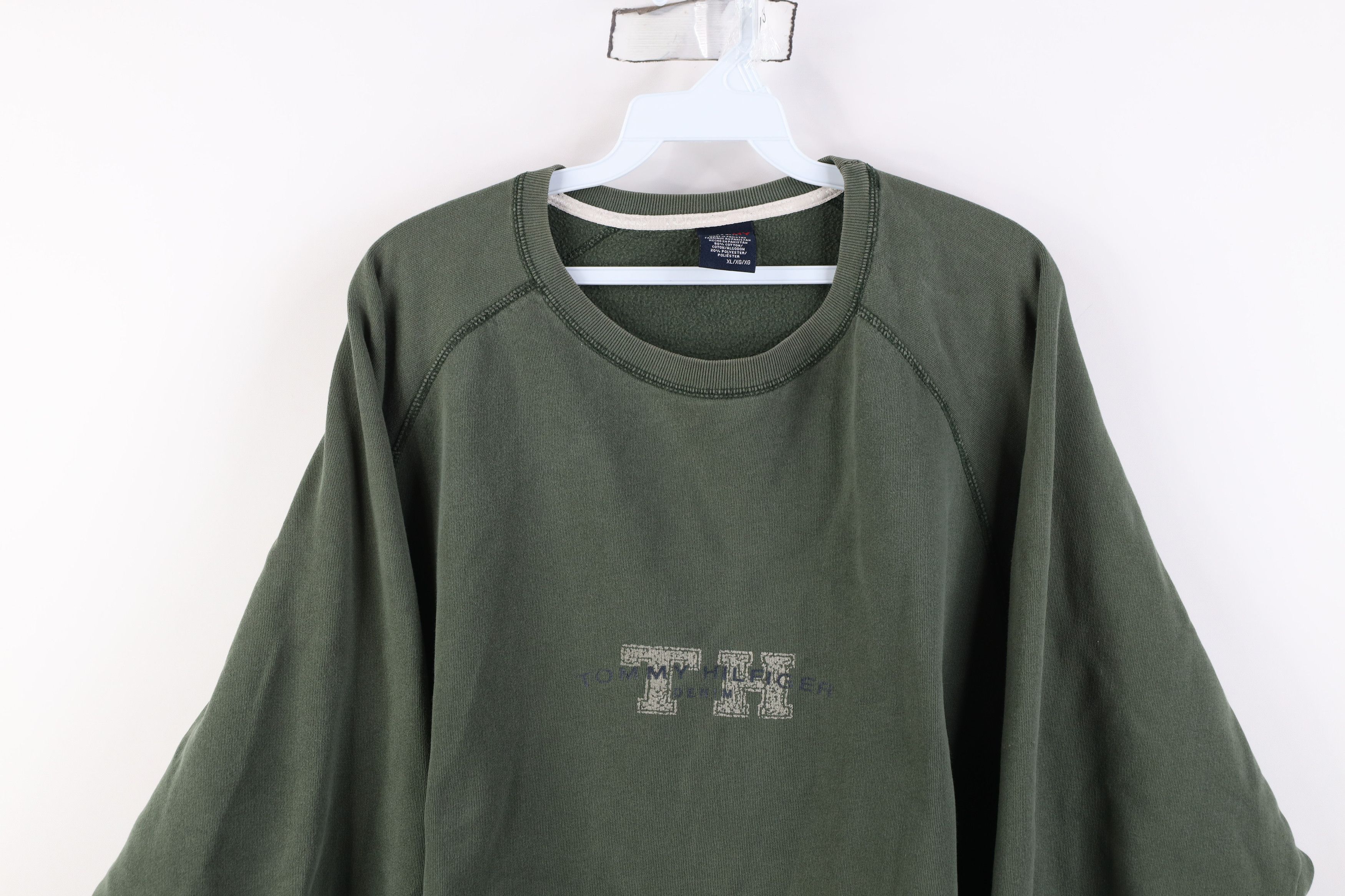 Tommy Hilfiger Vintage 90s Y2K Tommy Hilfiger Crewneck Sweatshirt Green Size US XL / EU 56 / 4 - 2 Thumbnail