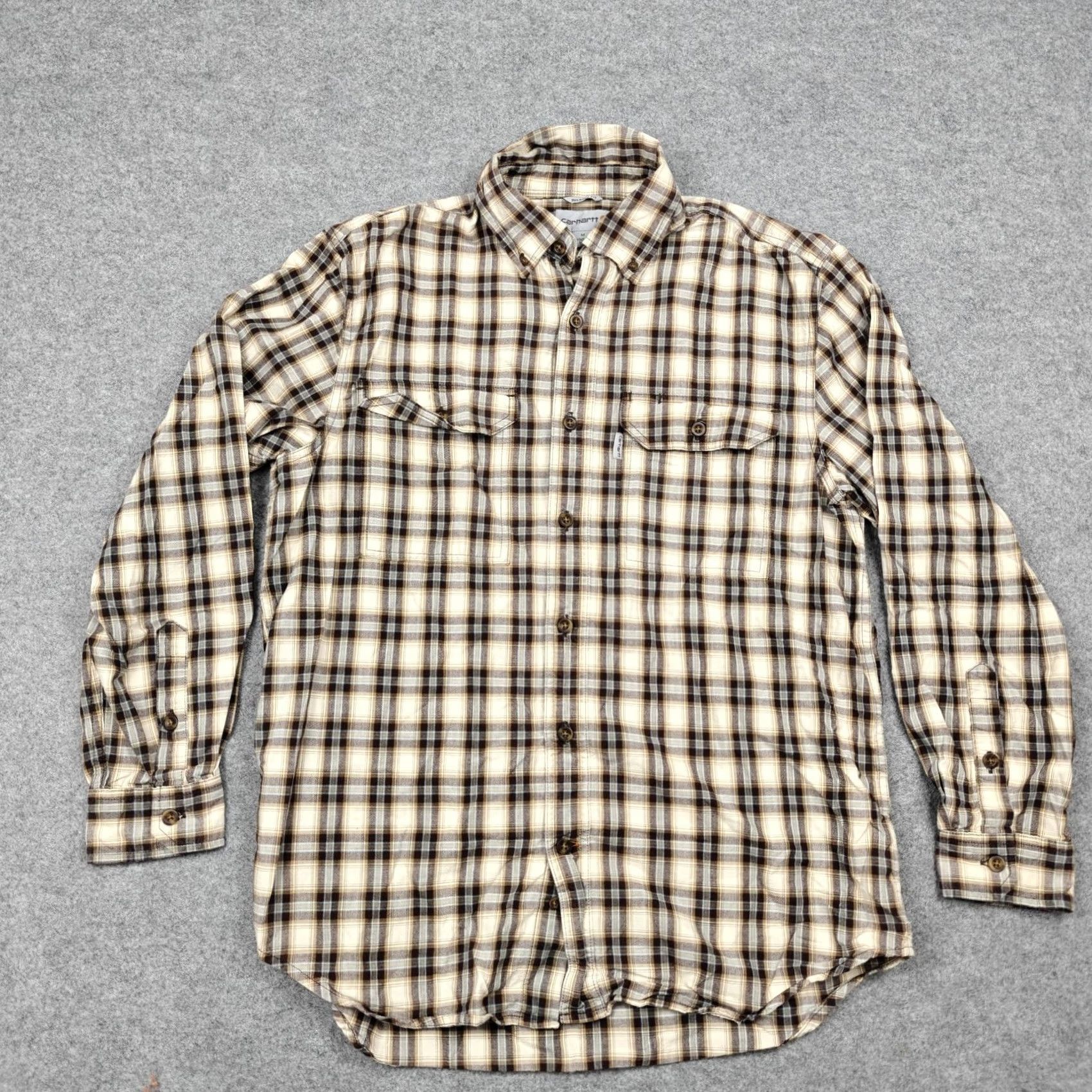 Carhartt Carhartt Shirt Mens M Beige Plaid Cotton Long Sleeve Button-Up Workwear Size US M / EU 48-50 / 2 - 2 Thumbnail