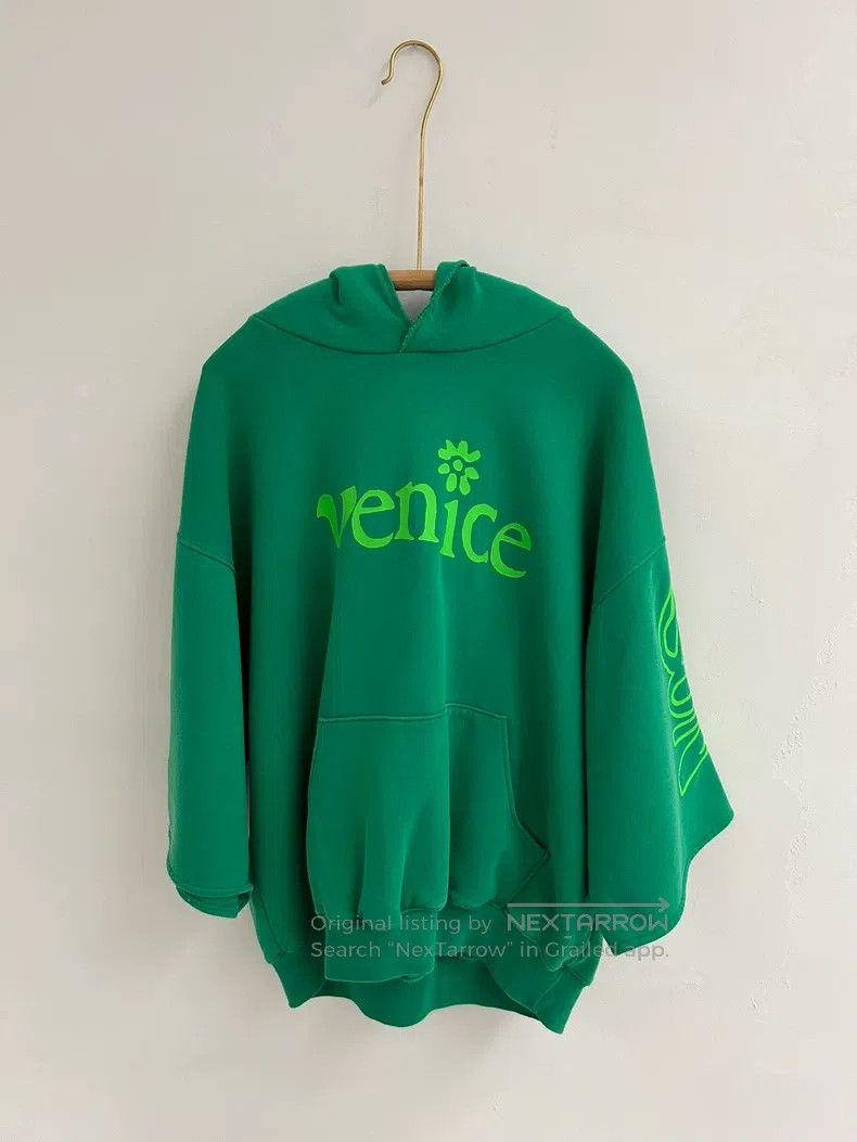 ERL Venice Beach logo green hooded sweatshirt be nice let