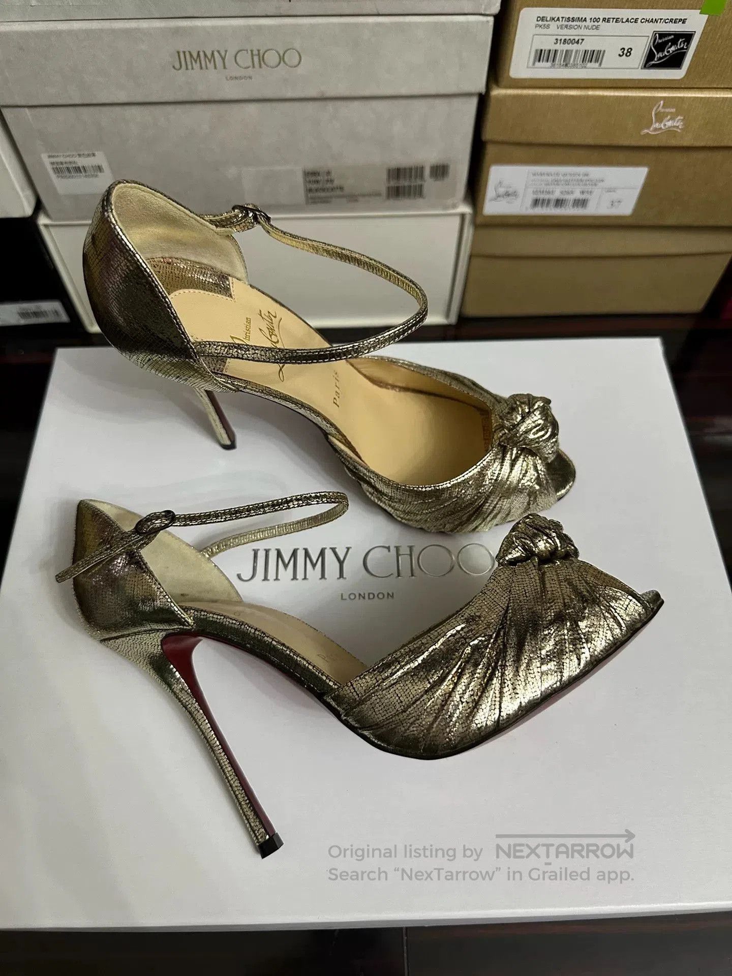 Christian Louboutin Christian Louboutin Gold High Heels. Size US 8 / IT 38 - 2 Thumbnail