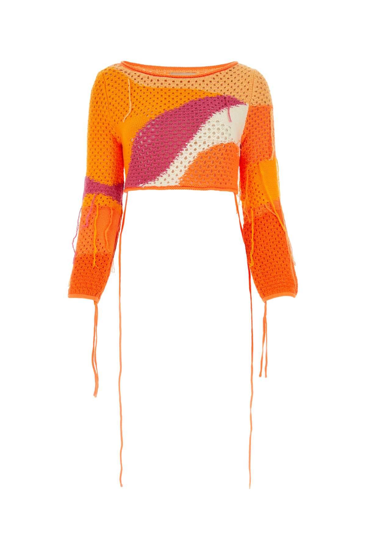 image of House Of Sunny Multicolor Crochet Pompelmo Sunset Sweater, Women's (Size Small)