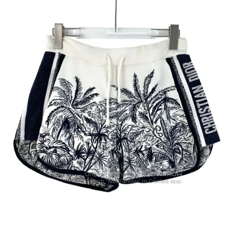 Dior Dior White Cotton Women's Shorts with Print . Size 23" - 1 Thumbnail