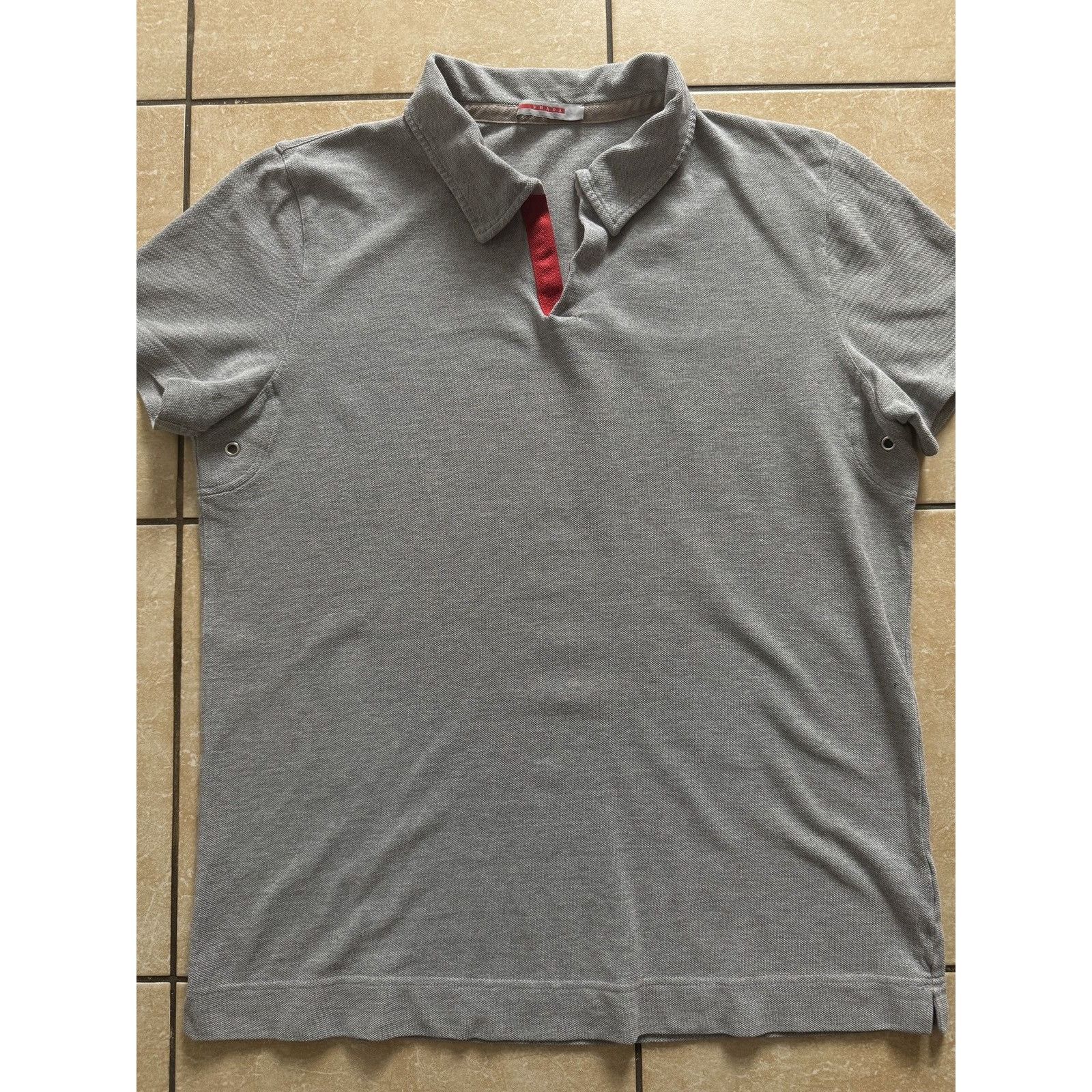 Prada Vintage Prada Linea Rossa Hidden Red Placket Polo Shirt Size US M / EU 48-50 / 2 - 4 Thumbnail