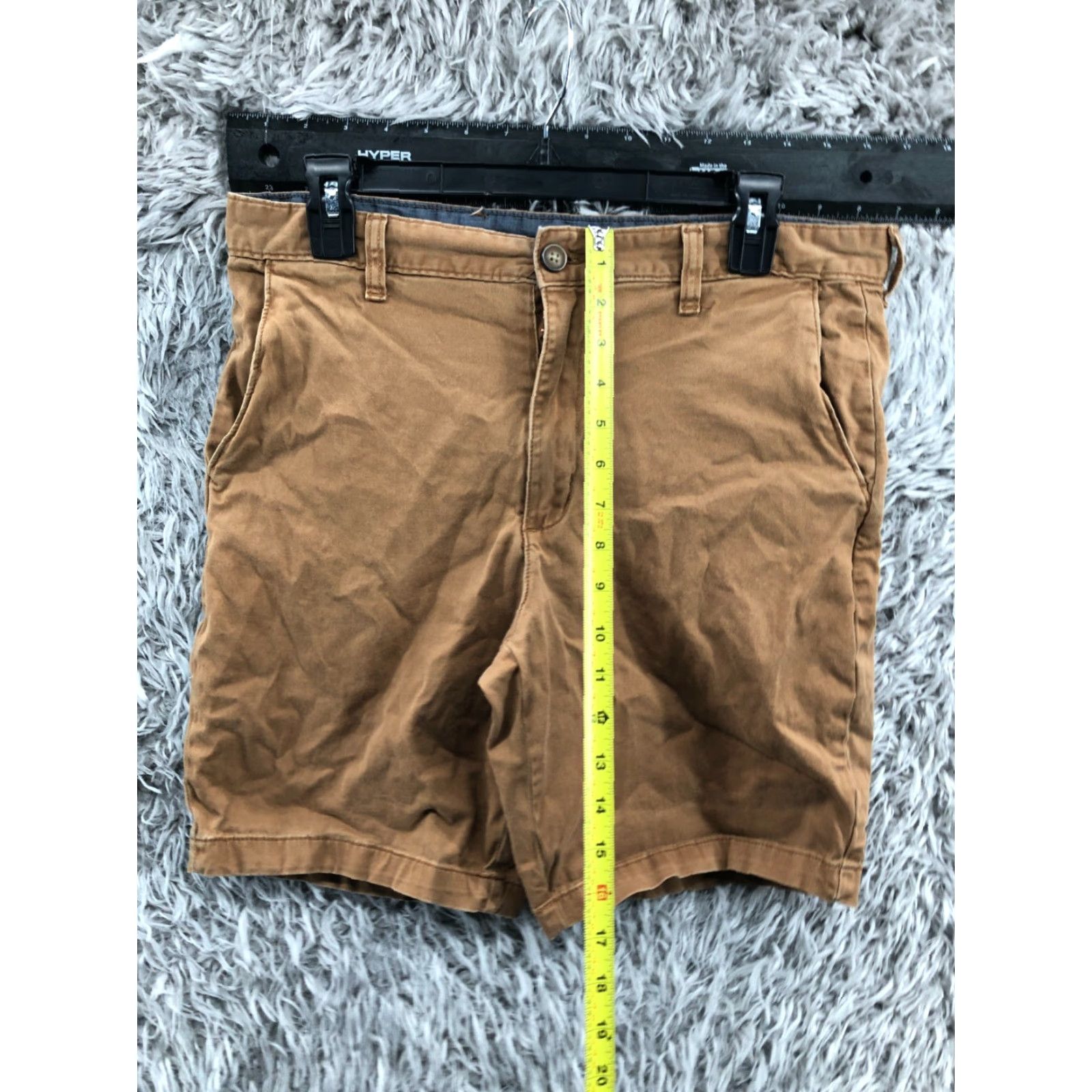 George George Mens Chino Shorts 32 Mid Rise Medium Wash Beige Brown Size US 32 / EU 48 - 3 Thumbnail