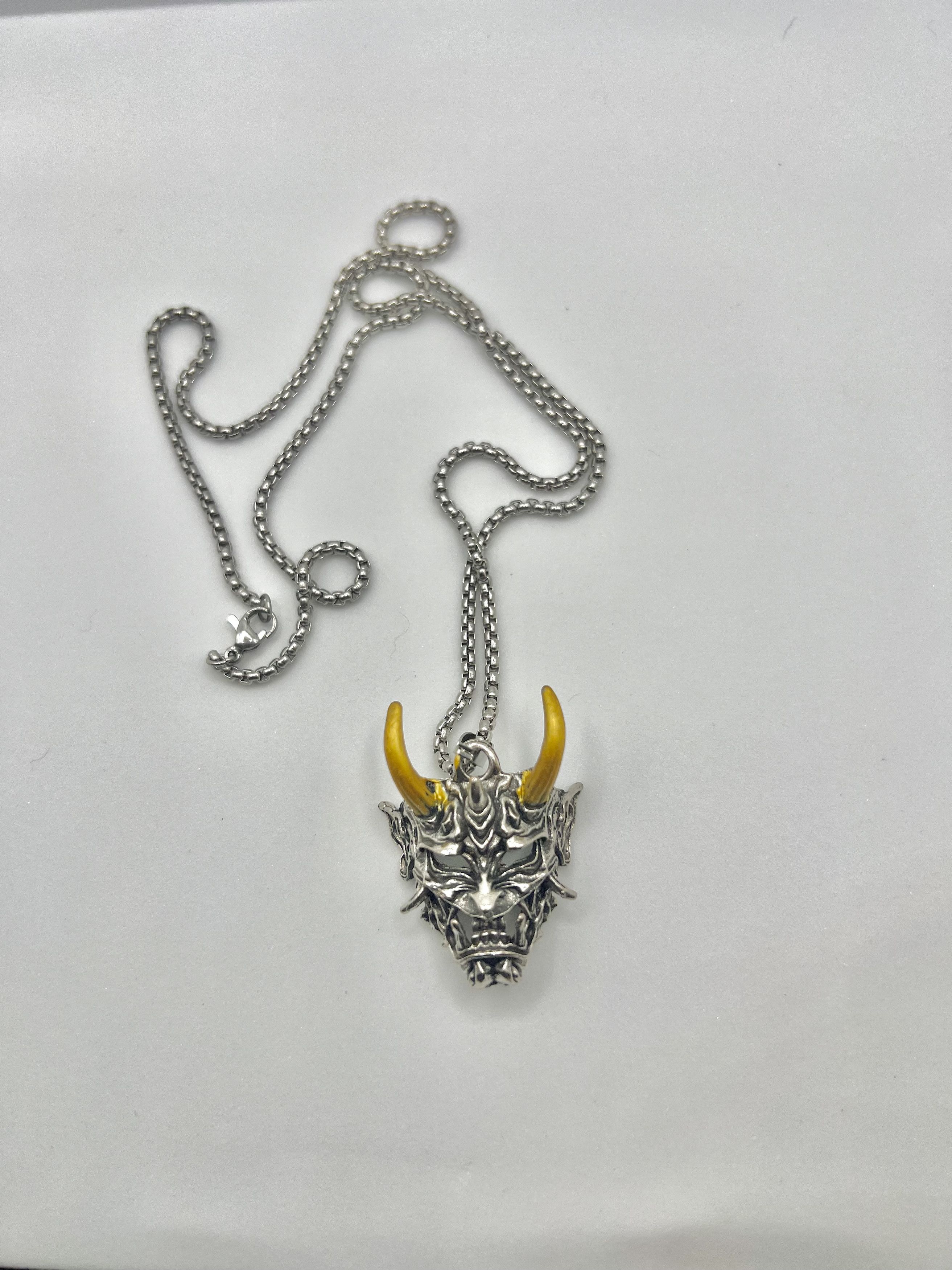 Jewelry Ghost Mask Silver Chain Necklace Size ONE SIZE - 4 Thumbnail