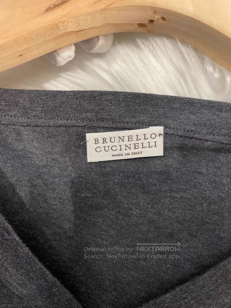 Brunello Cucinelli Brunello Cucinelli Gray cotton beaded T-shirt Size M / US 6-8 / IT 42-44 - 4 Thumbnail