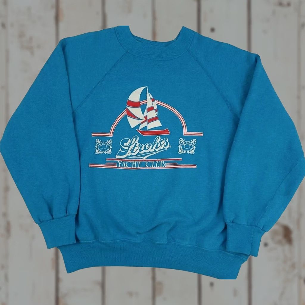 Velva Sheen Vintage Stroh's Yacht Club Sweatshirt Detroit Beer USA Made Rare 70s 80s Size US S / EU 44-46 / 1 - 1 Thumbnail