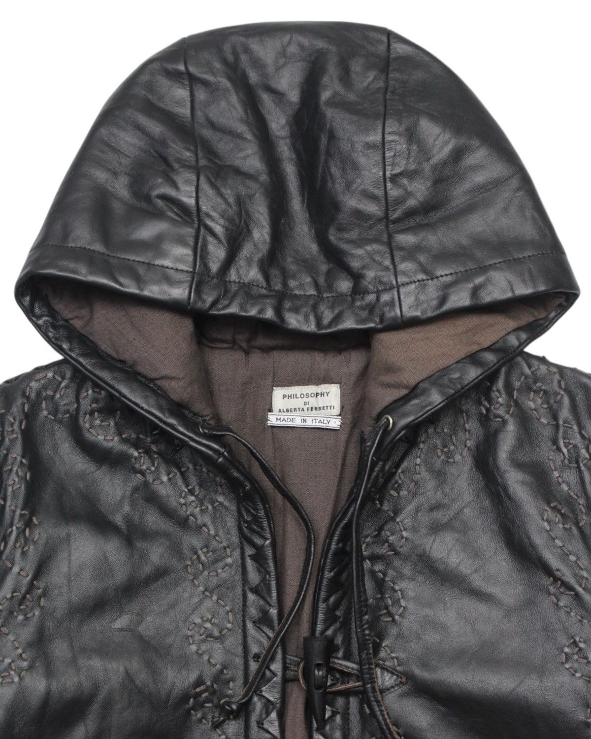 Alberta Ferretti 1990S PHILOSOPHY DI ALBERTA FERRETTI LEATHER HOODED COAT Size US L / EU 52-54 / 3 - 3 Thumbnail