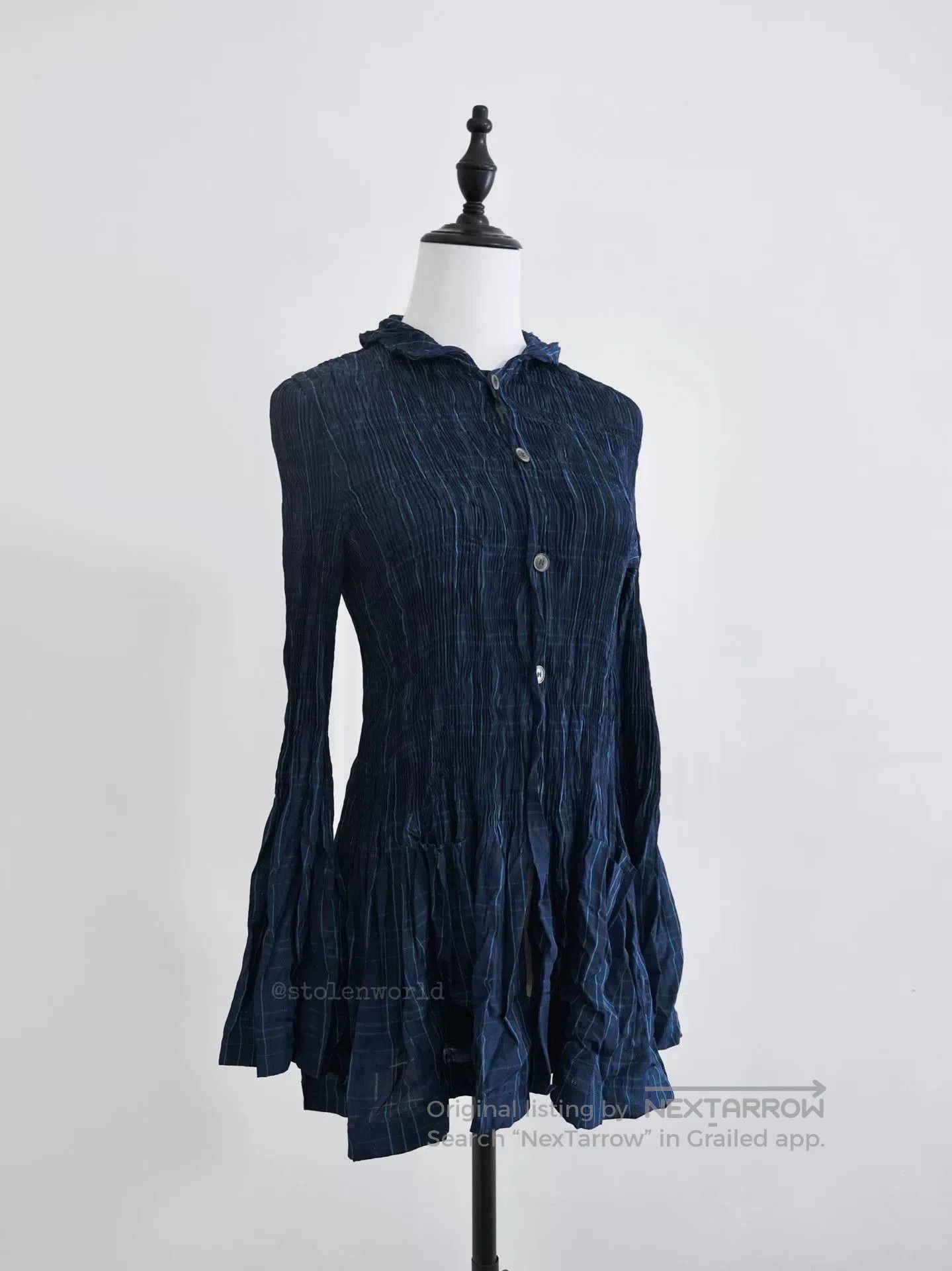 Tricot Comme des Garcons pleated navy top by comme des garcons. Size M / US 6-8 / IT 42-44 - 2 Thumbnail