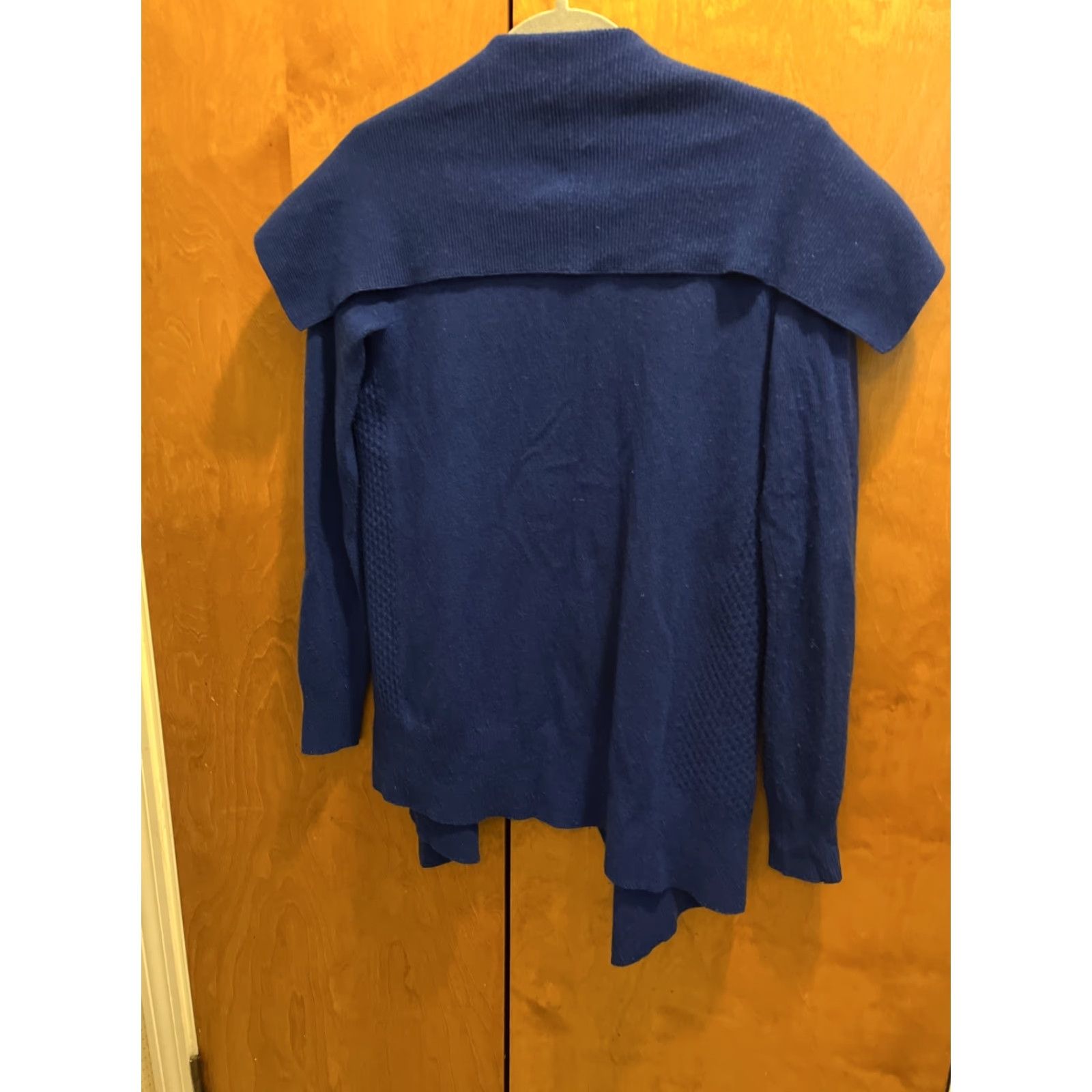 Theory Theory Women's Blue Cashmere Waffle-Knit Cardigan Small Open Front Sweater Ladies Fall Winter Season Size S / US 4 / IT 40 - 4 Thumbnail