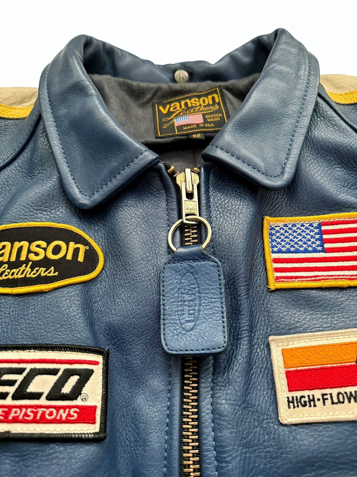 Vanson Leathers Genesis NYC Blue Zip Leather Jacket Size US L / EU 52-54 / 3 - 4 Thumbnail
