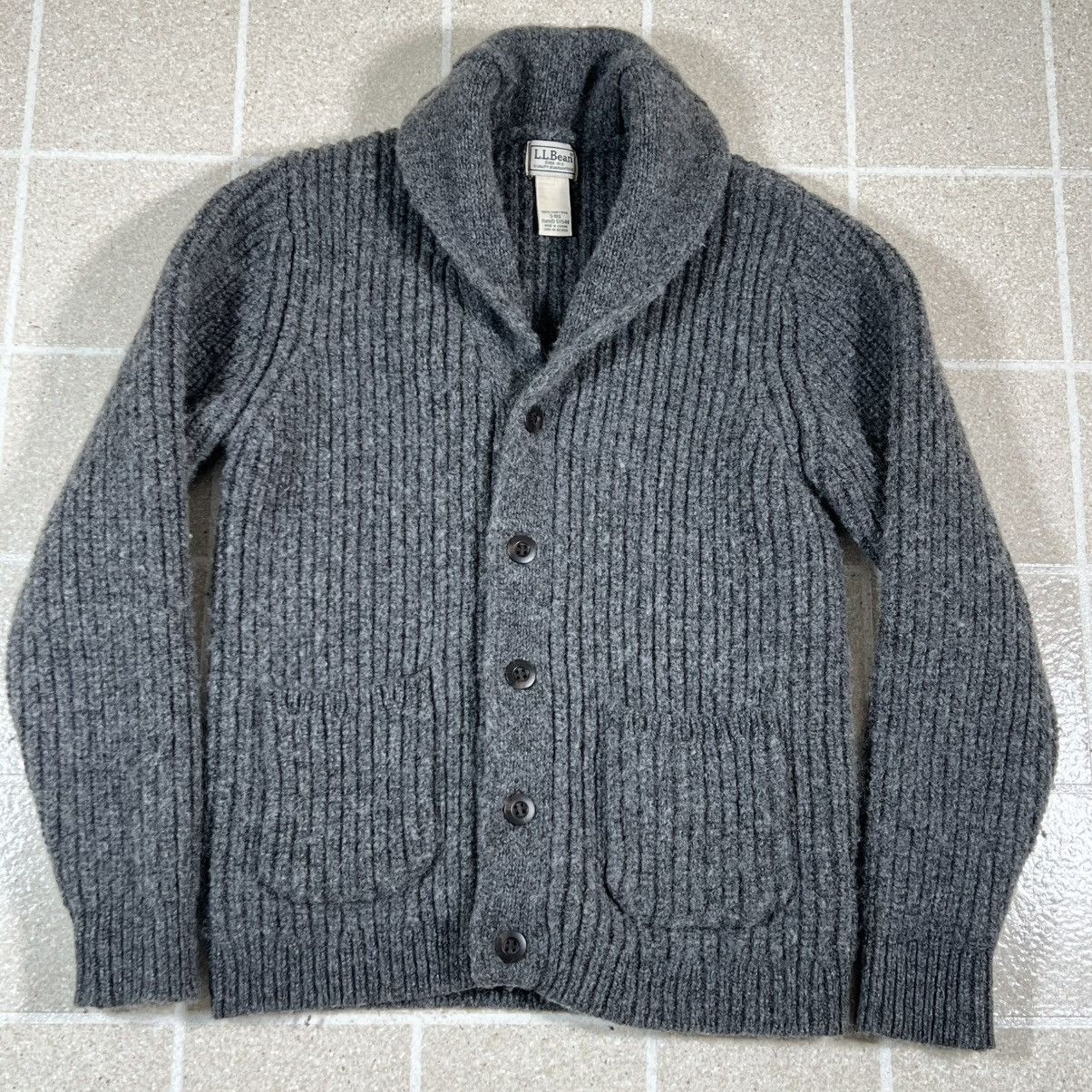 L.L. Bean LL Bean Cardigan Sweater Small Gray Lambswool Shawl Collar Size US S / EU 44-46 / 1 - 1 Thumbnail