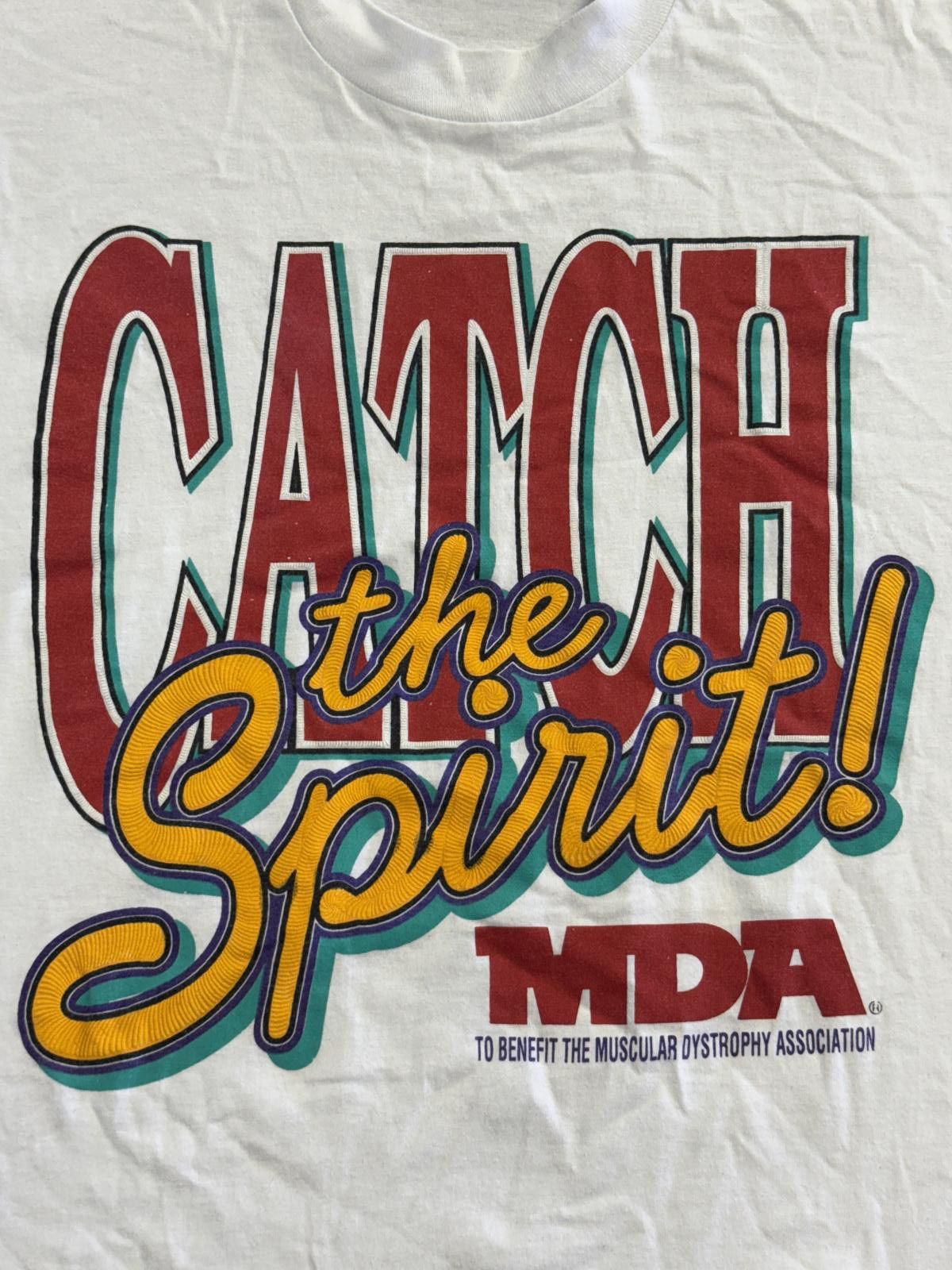 Fruit Of The Loom Vintage MDA T-shirt Catch the Spirit Muscular Dystrophy XL Size US XL / EU 56 / 4 - 3 Thumbnail
