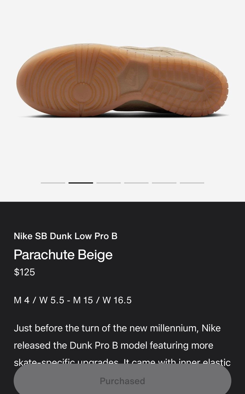 Nike SB Nike SB Dunk Low Pro B Parachute Beige Size US 11.5 / EU 44-45 - 12 Thumbnail