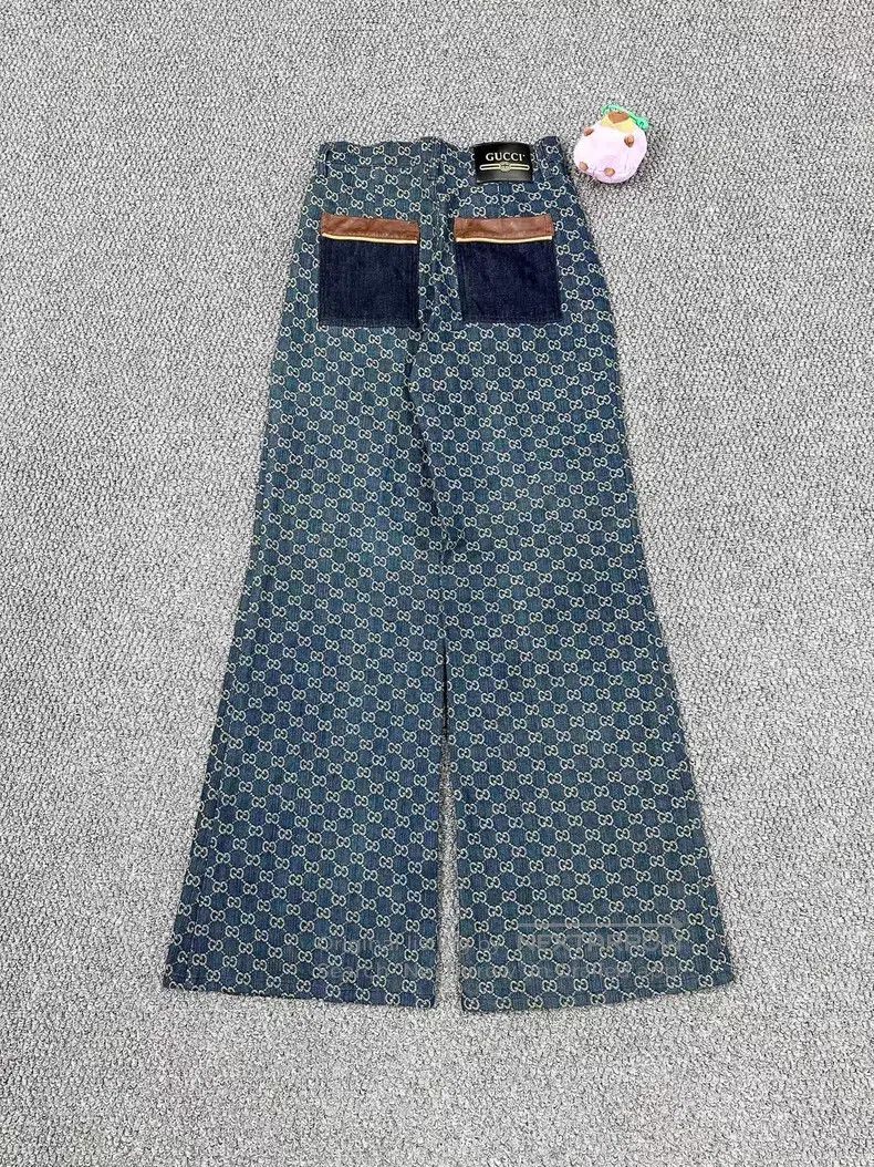 Gucci Gucci Dark blue double G full-print leather logo denim tro Size 26" / US 2 / IT 38 - 2 Thumbnail