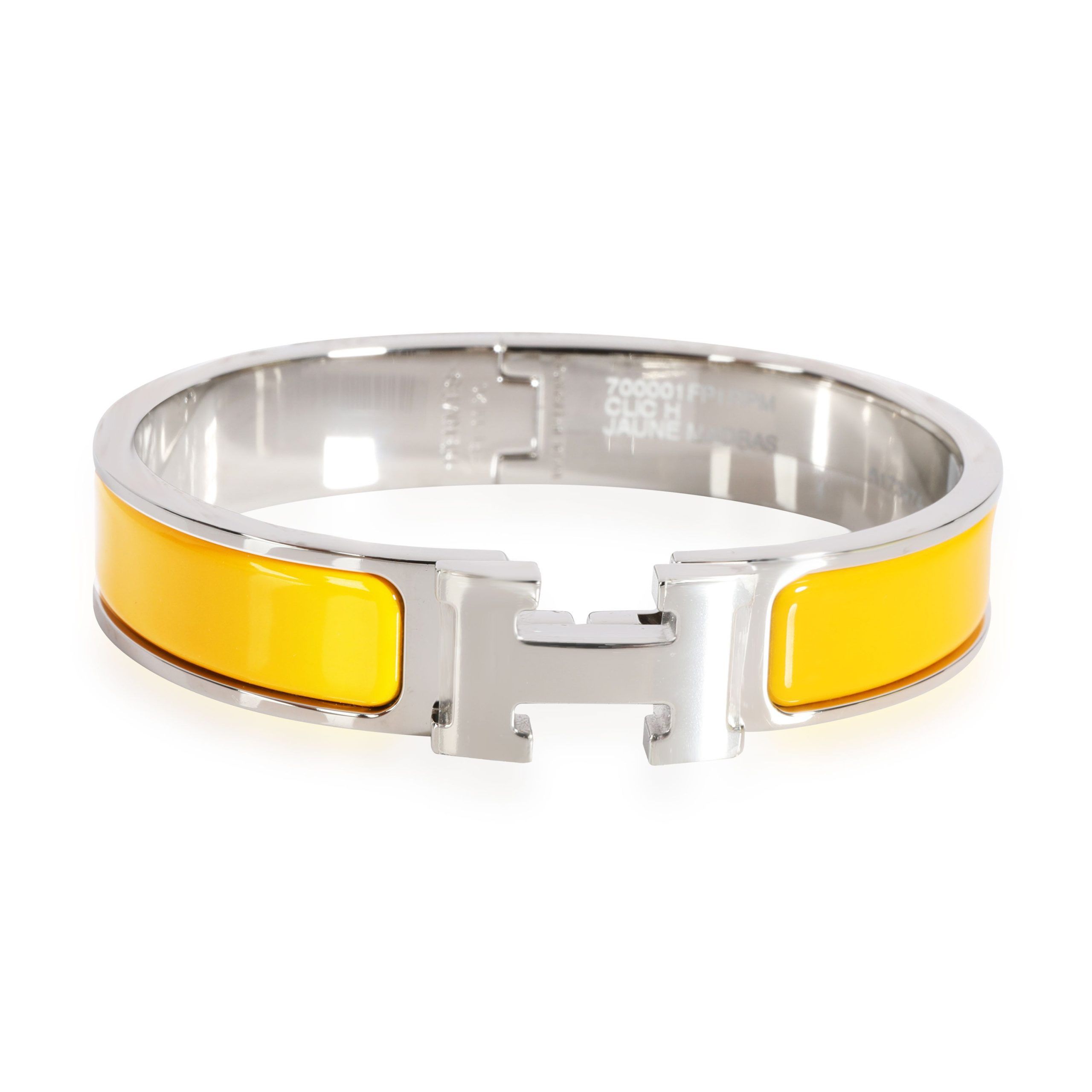 Hermès Clic H Jaune Madras Palladium Plated Bangle