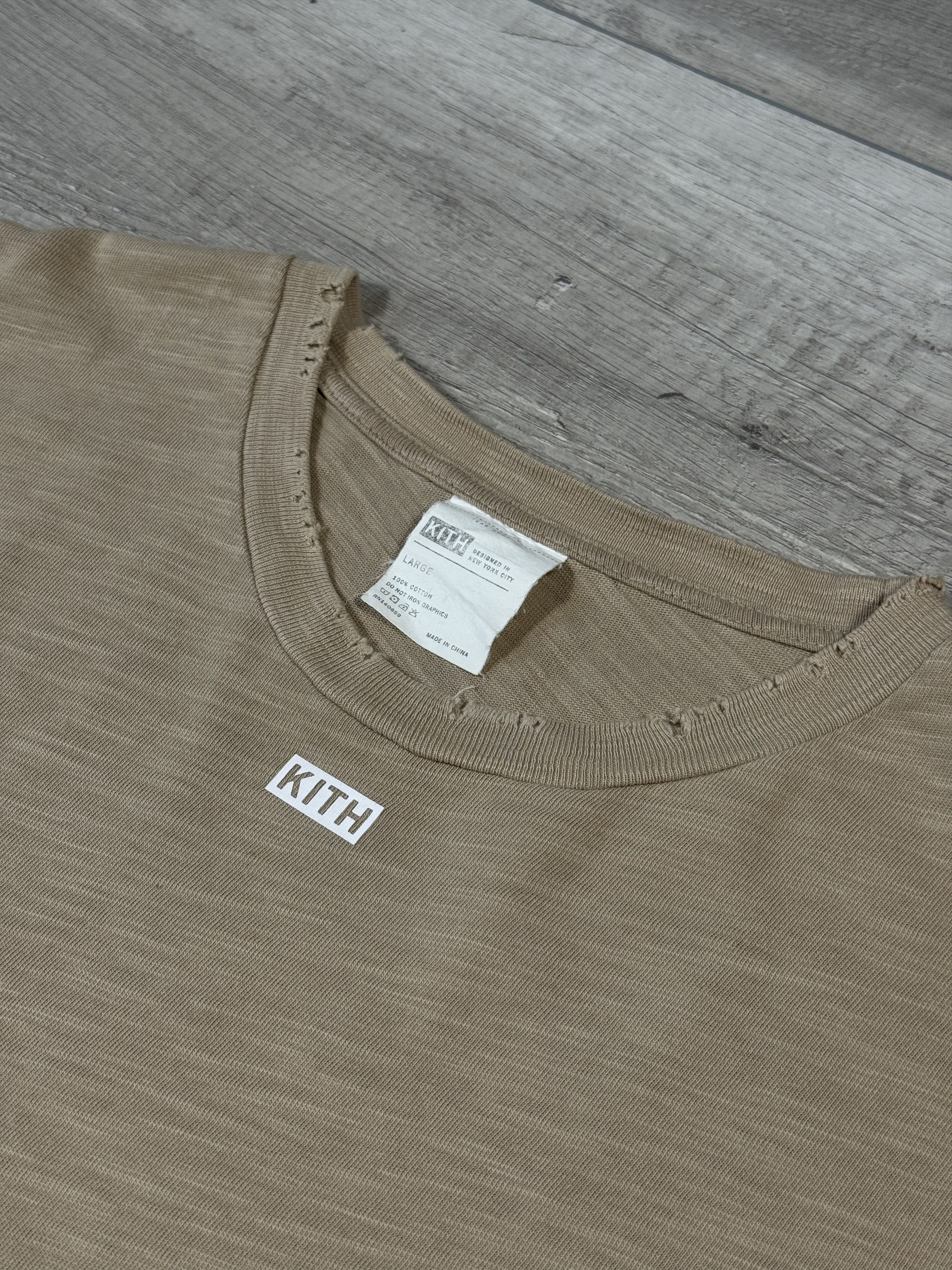 Kith Kith Distressed Cream Short Sleeve T Shirt Size US L / EU 52-54 / 3 - 2 Thumbnail