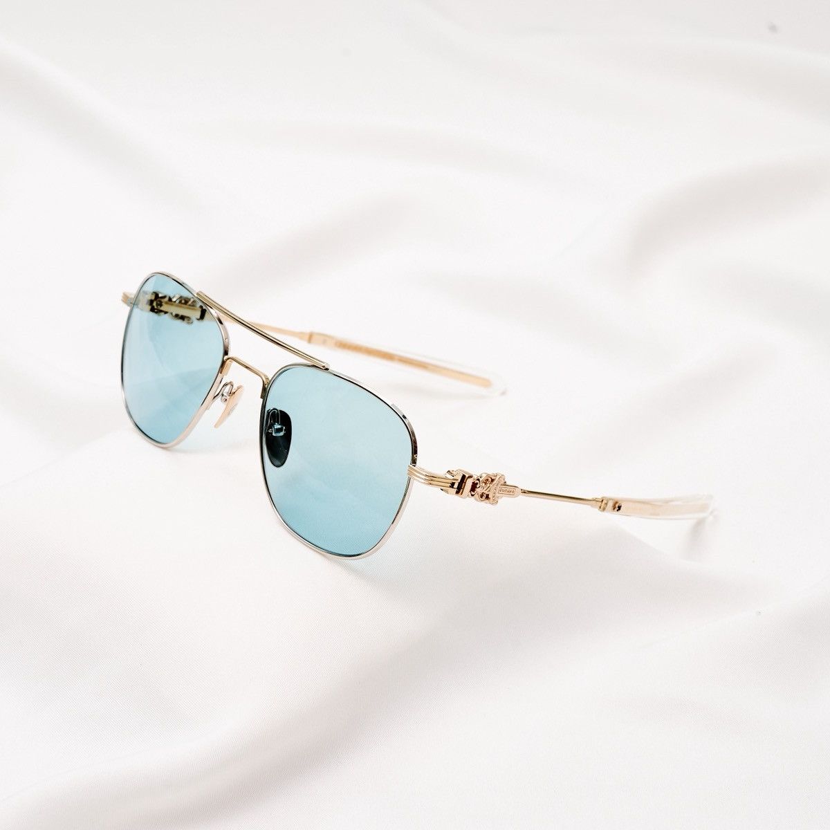 CHROME HEARTS WENCE SHINY SILVER/GOLD PLATED- CRYSTAL SUNGLASSES