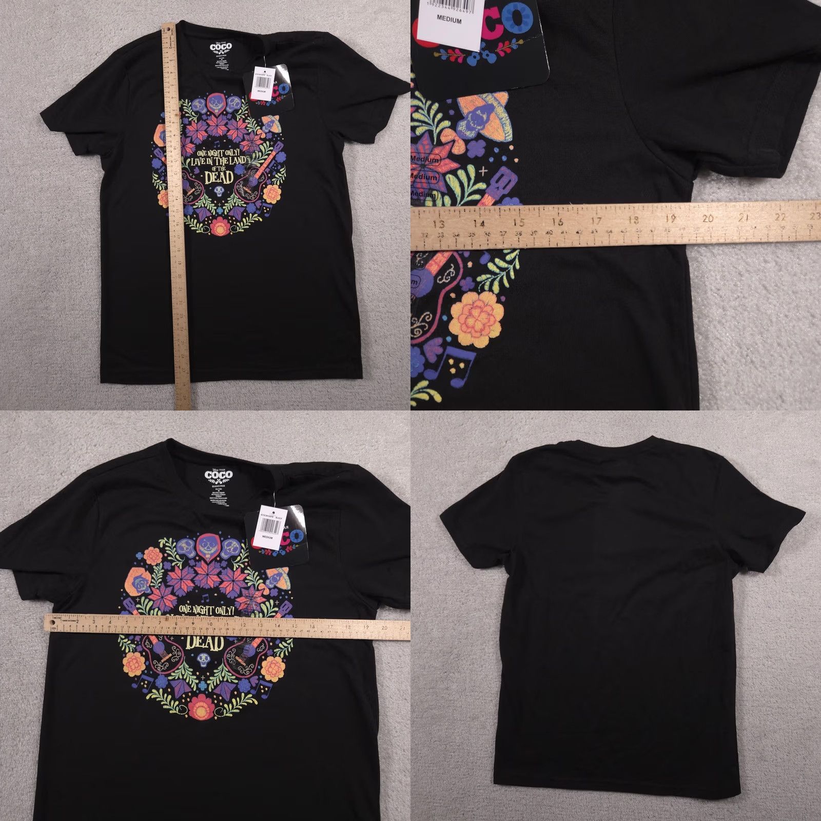 Disney VINTAGE Disney Pixar Coco Shirt Adult Medium Black Live in Land of the Dead Graphic Tee Size US M / EU 48-50 / 2 - 8 Thumbnail