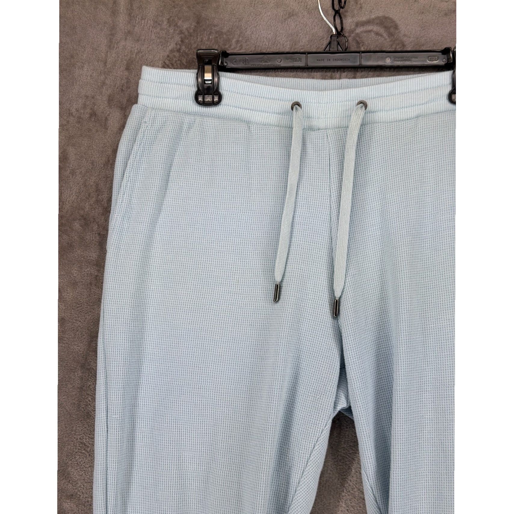 Onia Onia Jogger Pants Light Blue Waffle Knit Cotton-Polyester Large L Pockets Regular Mens Capable of Casual, Activewear, Loungewear, All Season Size US 33 - 3 Thumbnail
