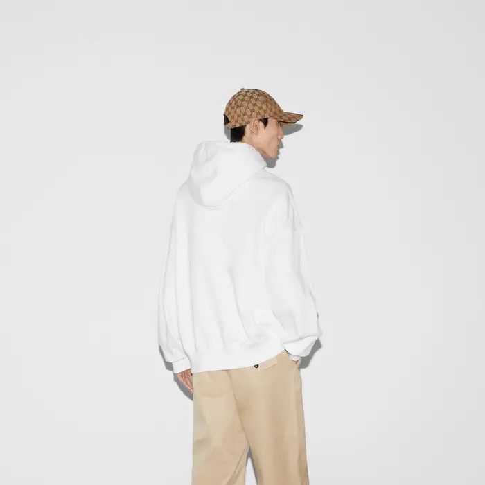 Gucci oc11z0226 Cotton Jersey Hooded Sweatshirt in White Size US M / EU 48-50 / 2 - 4 Thumbnail