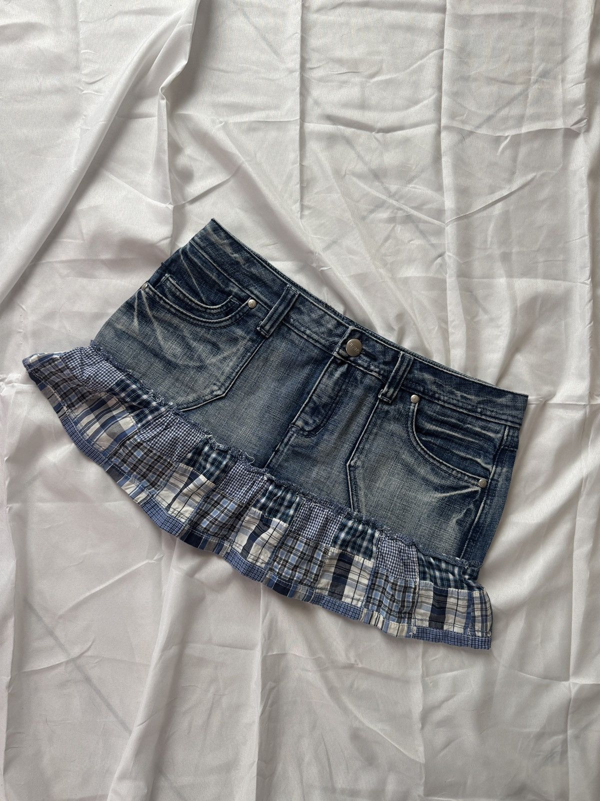 Hysteric Glamour Y2K Super Sexy Cute Pleated Denim Mini Skirt Size 31" - 2 Thumbnail