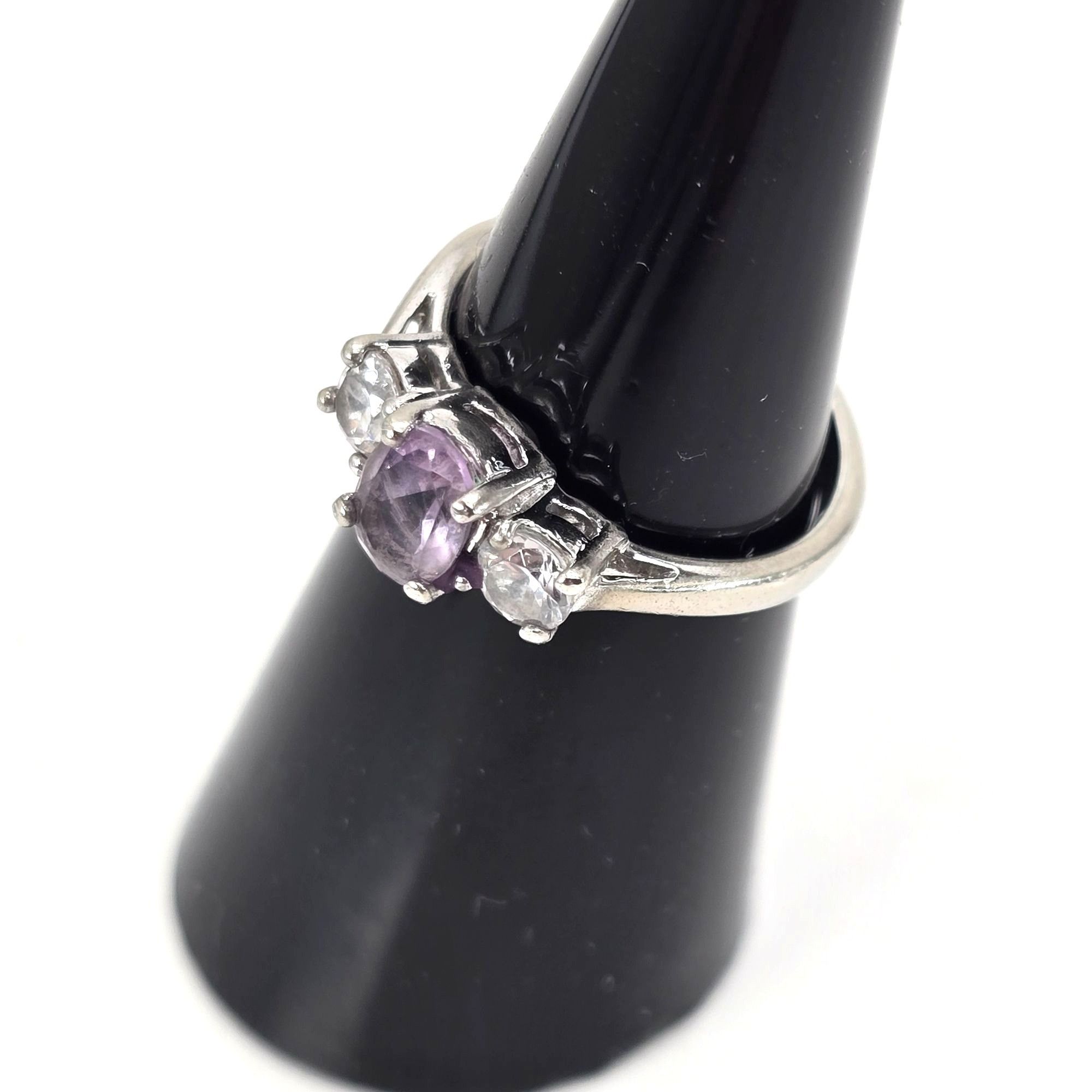 Other Amethyst & White Topaz Sterling Silver Ring Size 5.75 Elegan Size ONE SIZE - 10 Thumbnail