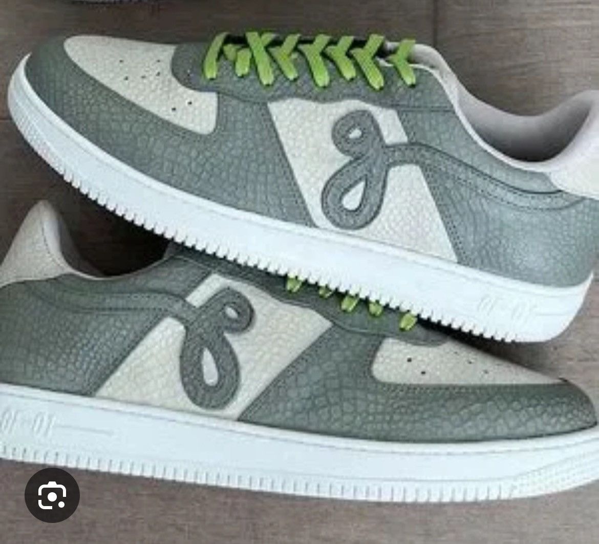 John Geiger Gray and white pebbled leather GF-01’s Size US 13 / EU 46 - 2 Thumbnail