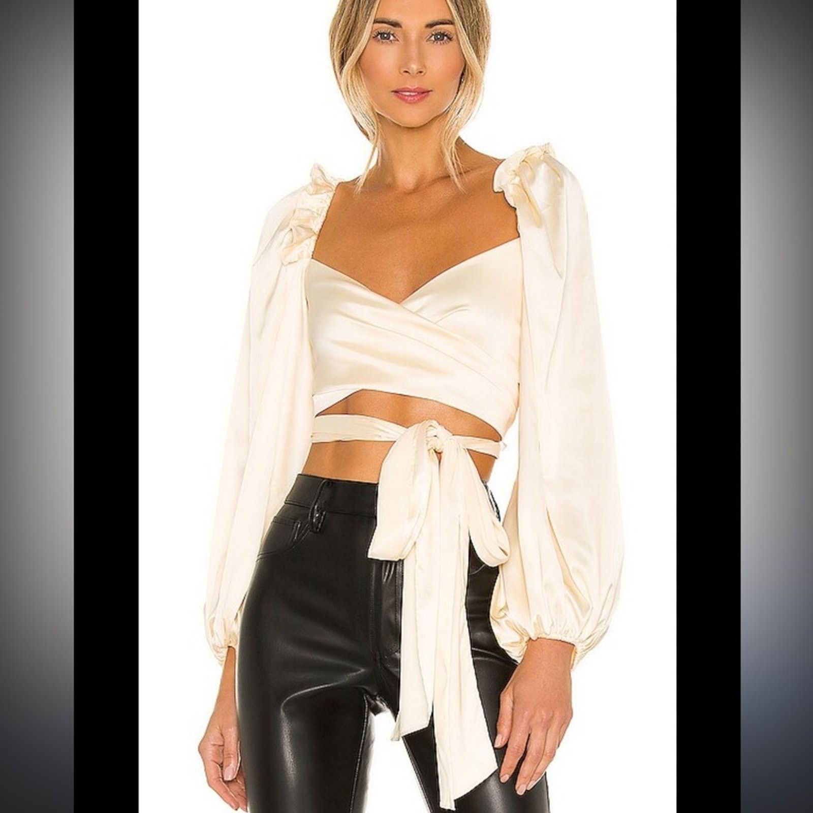 For Love & Lemons NWOT For Love & Lemons Argent Wrap Blouse – Cream – Size XS Size XS / US 0-2 / IT 36-38 - 1 Thumbnail