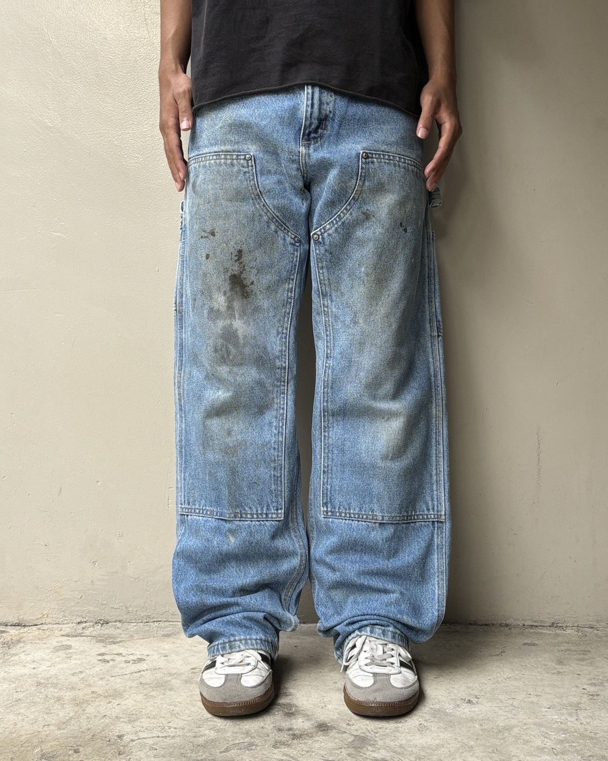 Carhartt Faded Denim Stained Carhartt Double Knee Pants Size US 32 / EU 48 - 1 Thumbnail