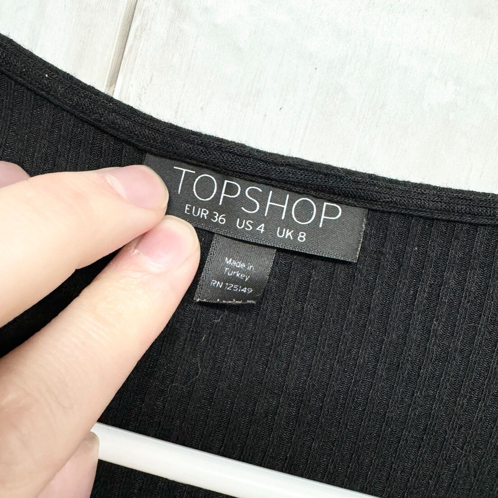 Topshop Topshop Top Size 4 Solid Black 3/4 Sleeve Rib Short Sleeve Size S / US 4 / IT 40 - 2 Thumbnail